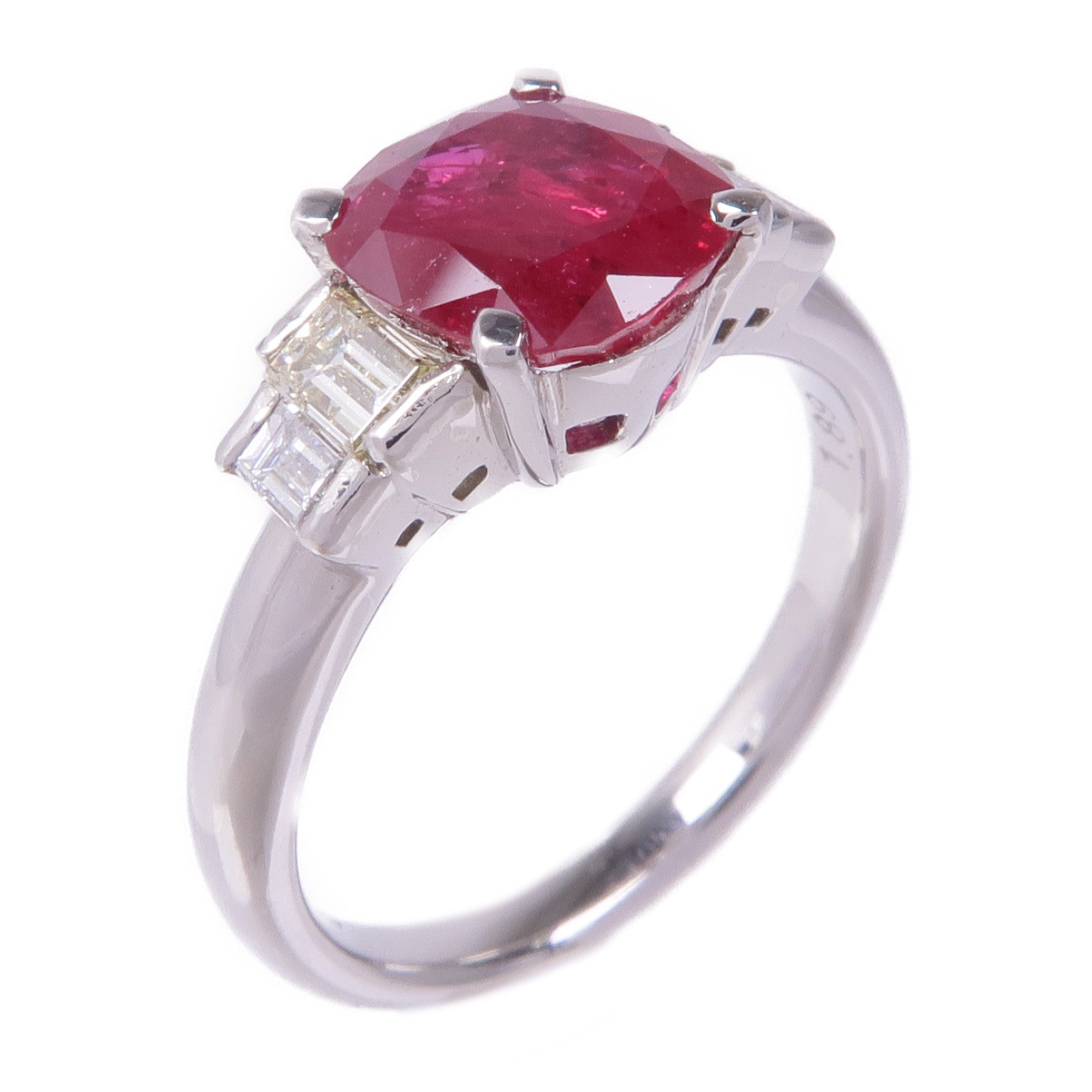 JEWELRY PT900鉑金Ruby Diamond Ring紅寶石/鑽石戒指US#5.75