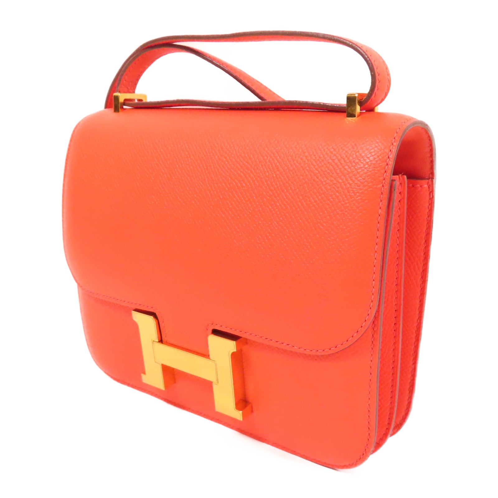 HERMES Epsom皮革Constance Mini金扣肩背袋Red