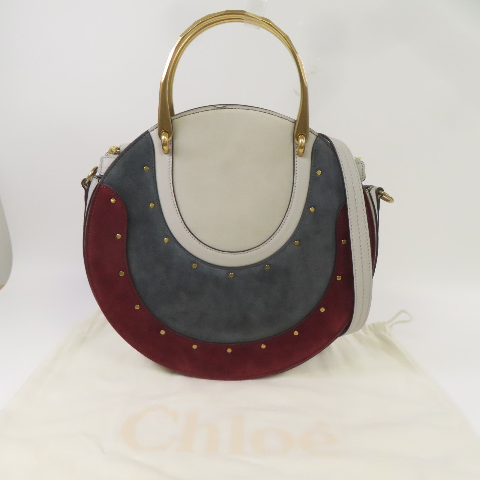 Chloe 【激減優惠】牛皮皮革2 Way Shoulder金扣手挽肩背兩用袋灰色/藍色/紅色