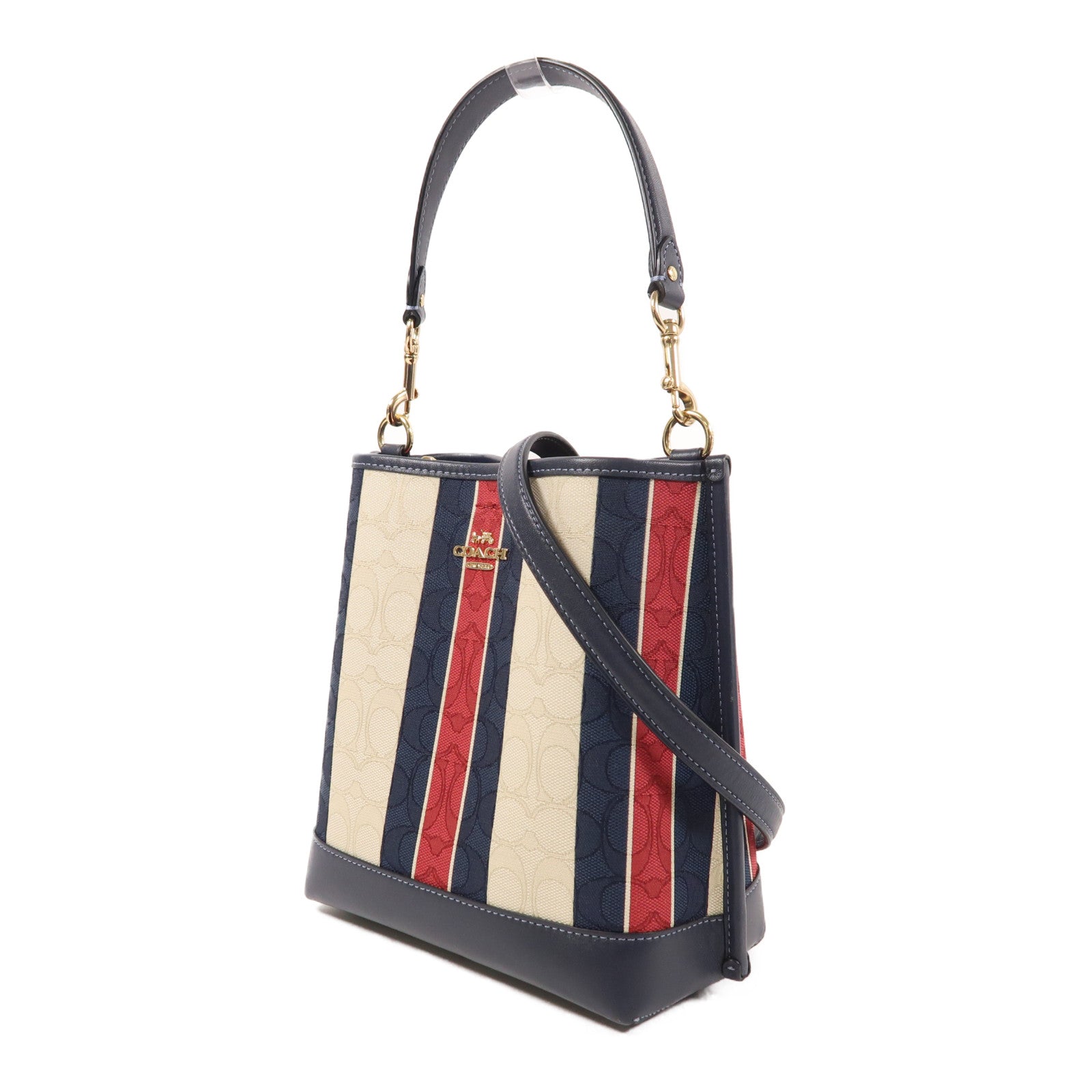 COACH 帆布Mollie Bucket Bag金扣手挽肩背兩用袋
