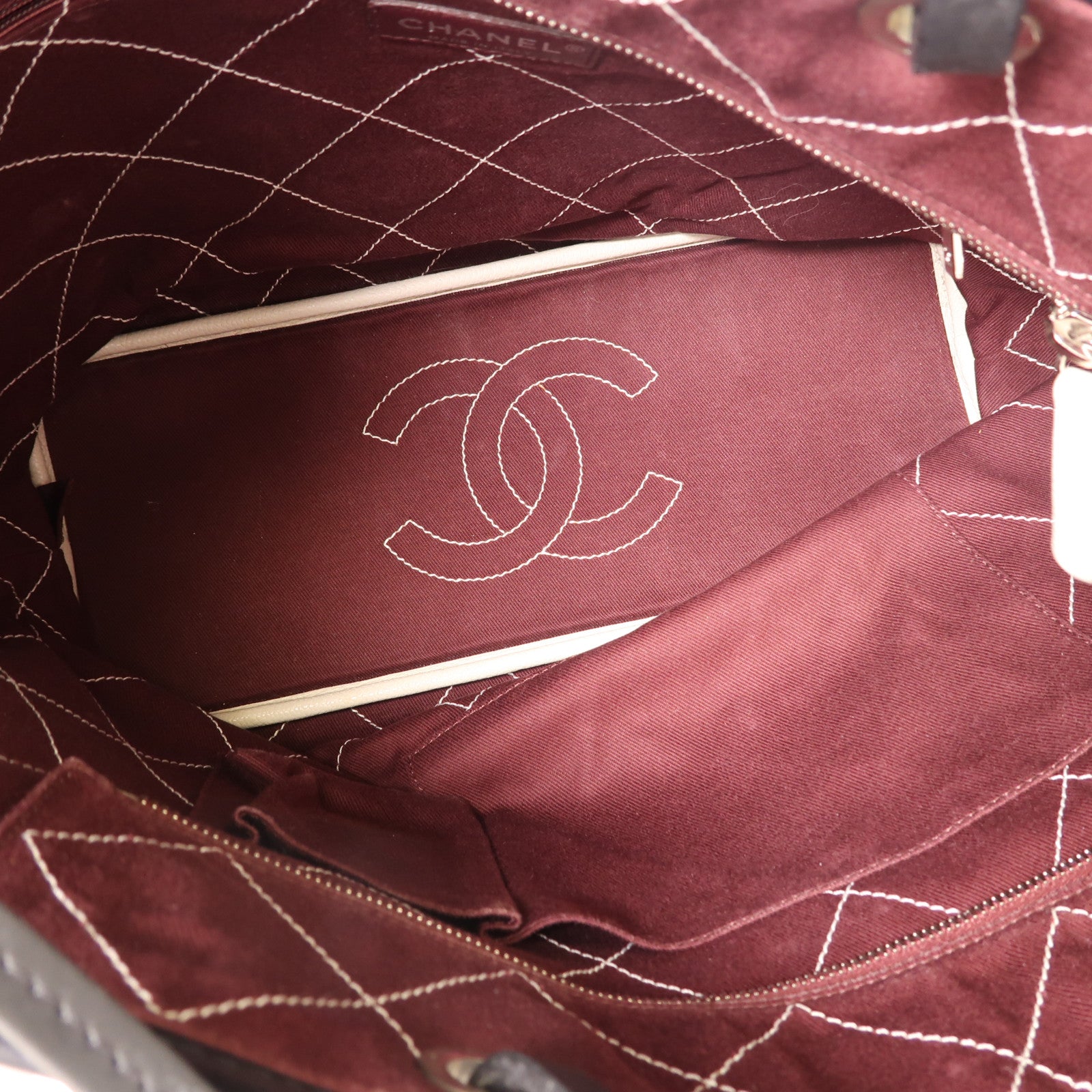 CHANEL 牛皮皮革Shouder Tote銀扣肩背袋/手挽袋