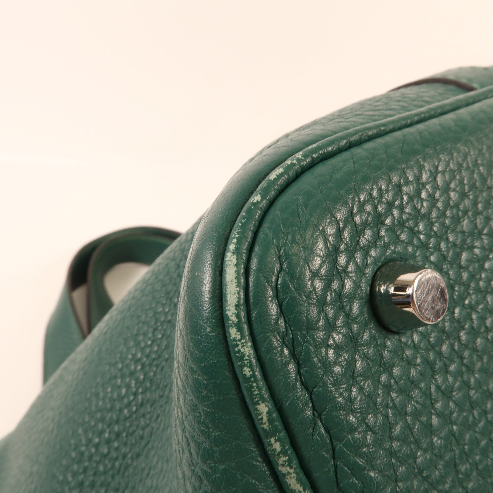 HERMES Clemence皮革Picotin MM銀扣手挽袋Vert Vertigo