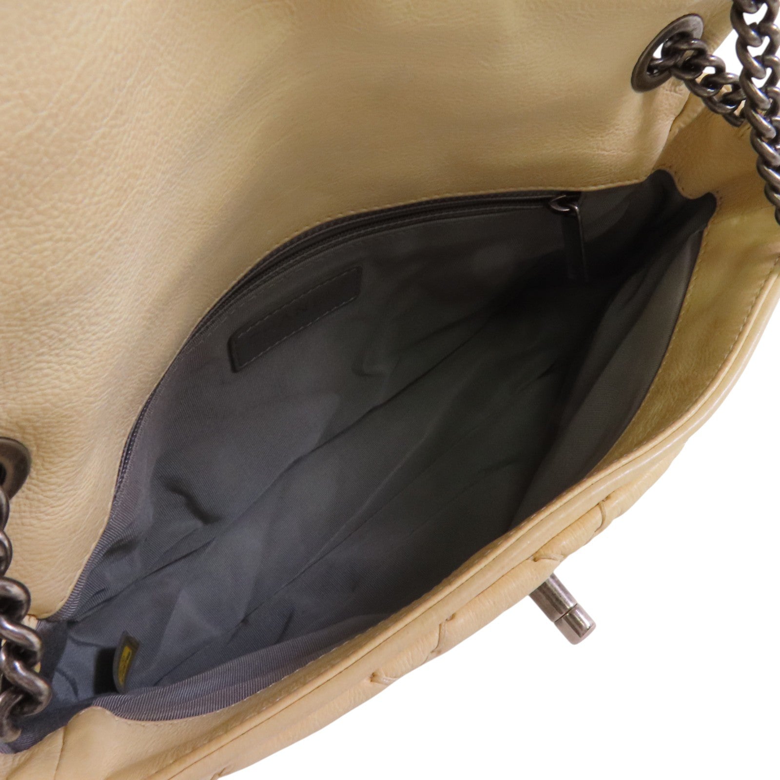 CHANEL 牛皮皮革Chain Shoulder銀扣鏈帶肩背袋