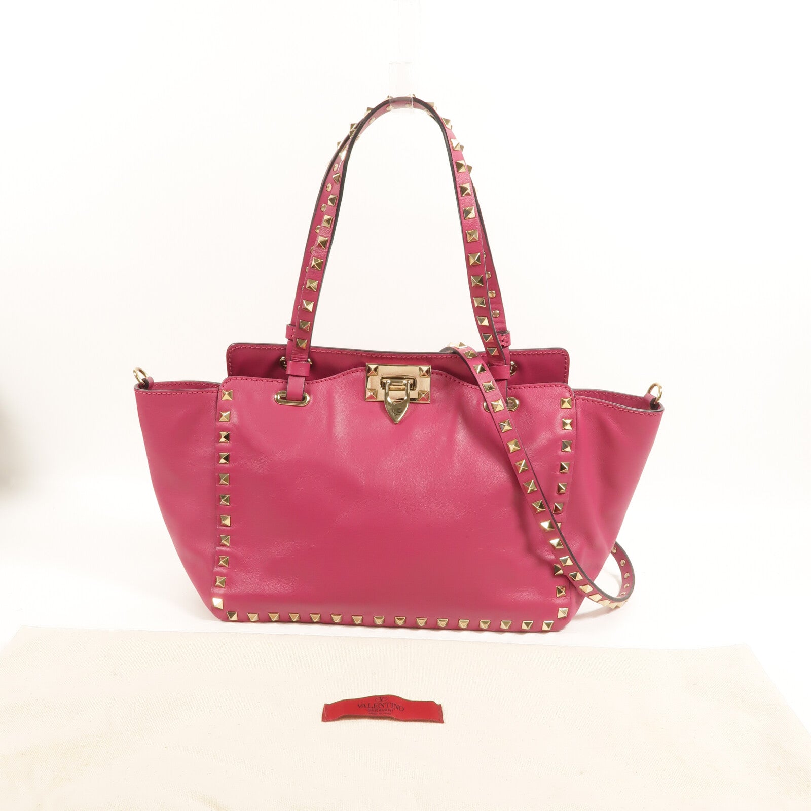 Valentino 牛皮皮革Rockstud Top Handle手挽肩背兩用袋