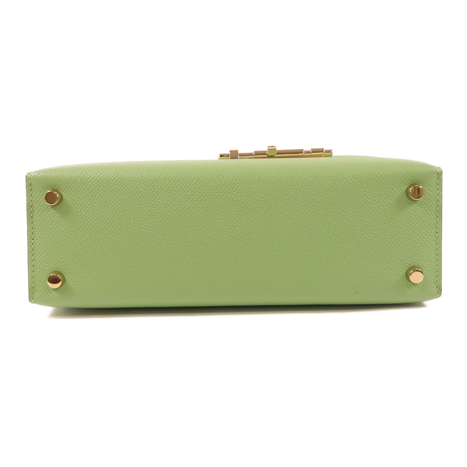 HERMES Epsom皮革Verrou 23金扣肩背袋Vert Criquet
