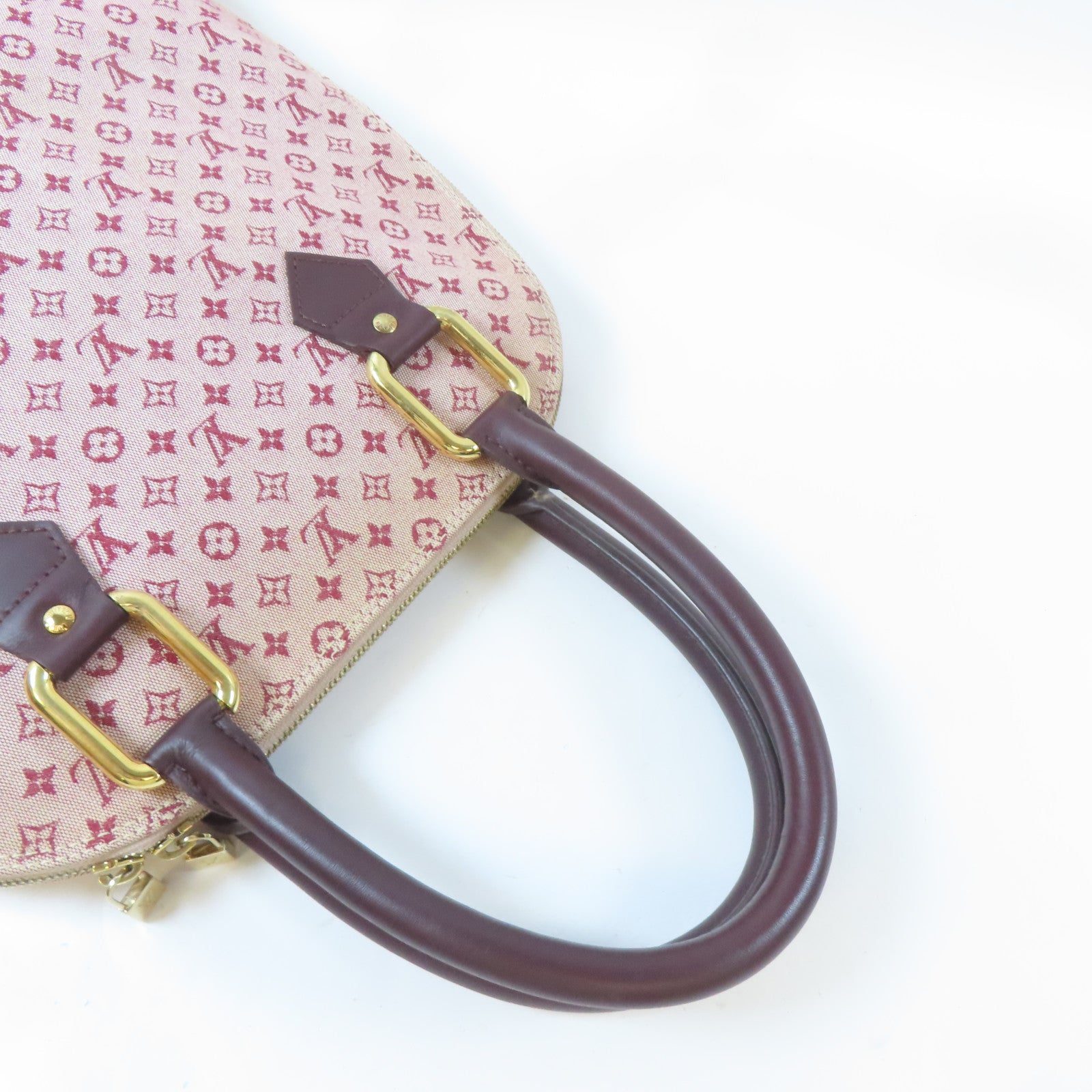 LOUIS VUITTON Monogram Mini Alma Haut金扣手挽袋紅色