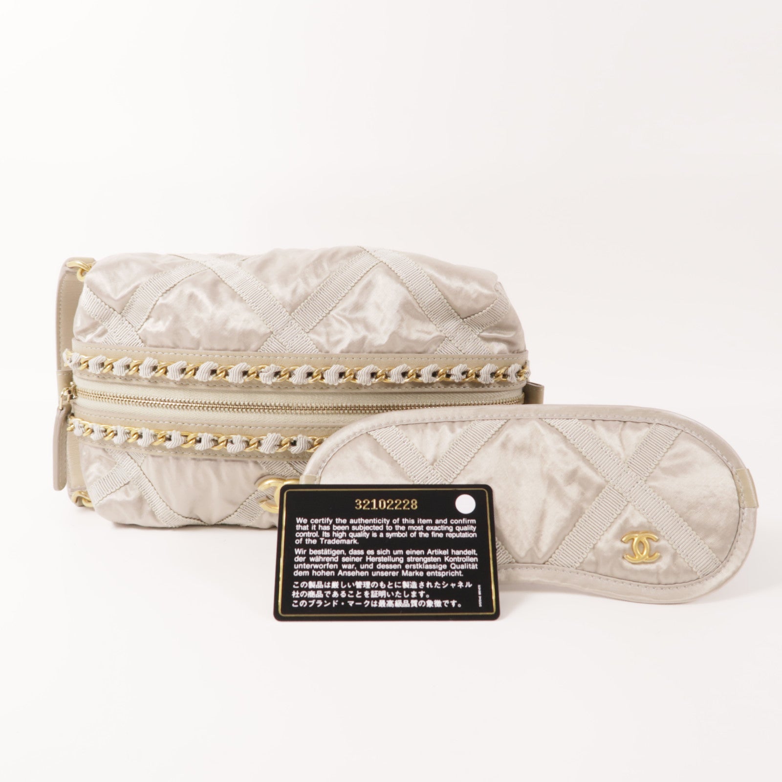 CHANEL CC GHW Accessories Pouch Handbag Nylon Silver