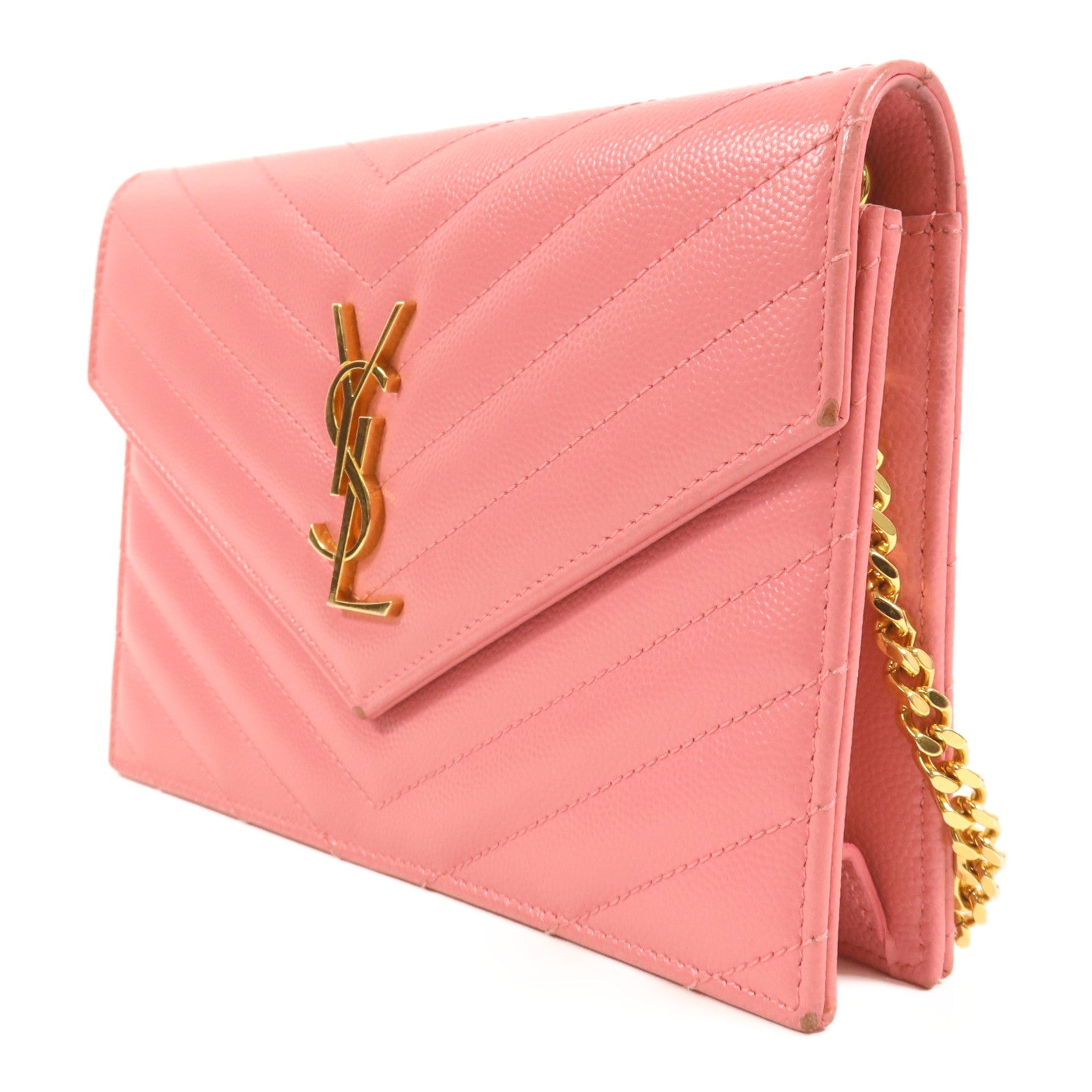 YVES SAINT LAURENT 牛皮皮革WOC金扣肩背袋