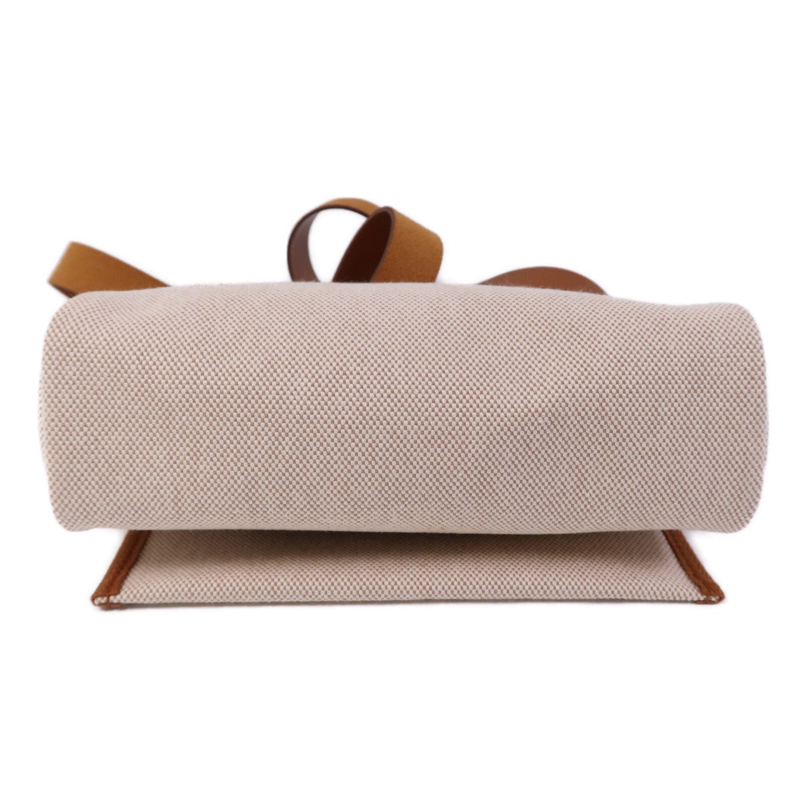 HERMES 帆布Mini Herbag金扣肩背袋Fauve