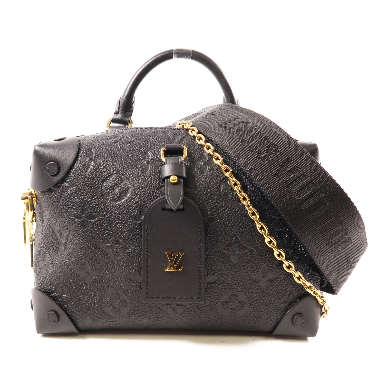 LOUIS VUITTON Monogram Empreinte Petite Malle Souple手挽肩背兩用袋黑色