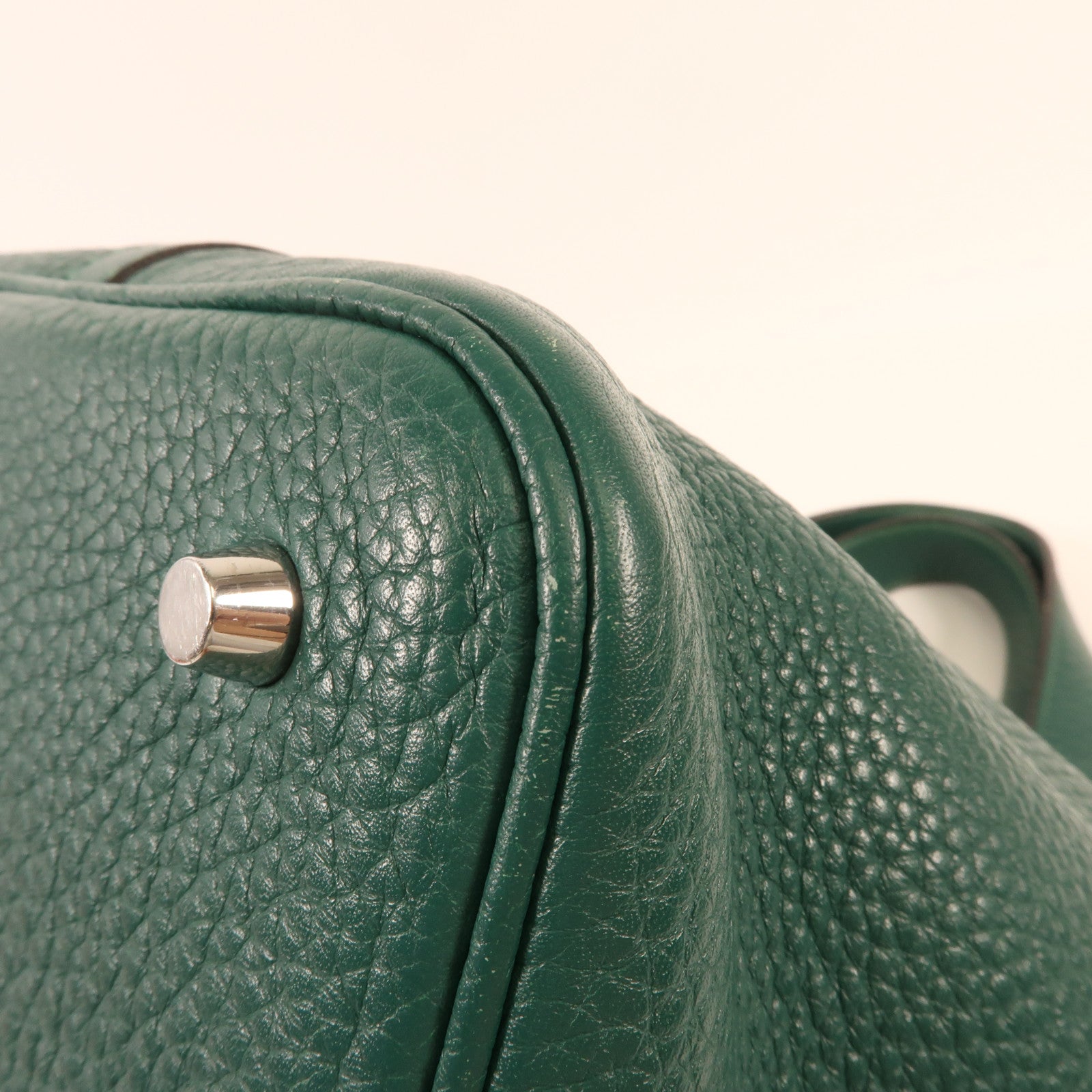 HERMES Clemence皮革Picotin MM銀扣手挽袋Vert Vertigo