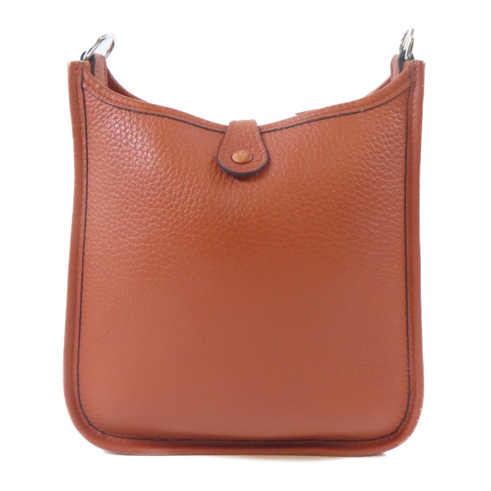 HERMES 【激減優惠】Clemence皮革Mini Evelyne銀扣肩背袋Cuivre/啡色
