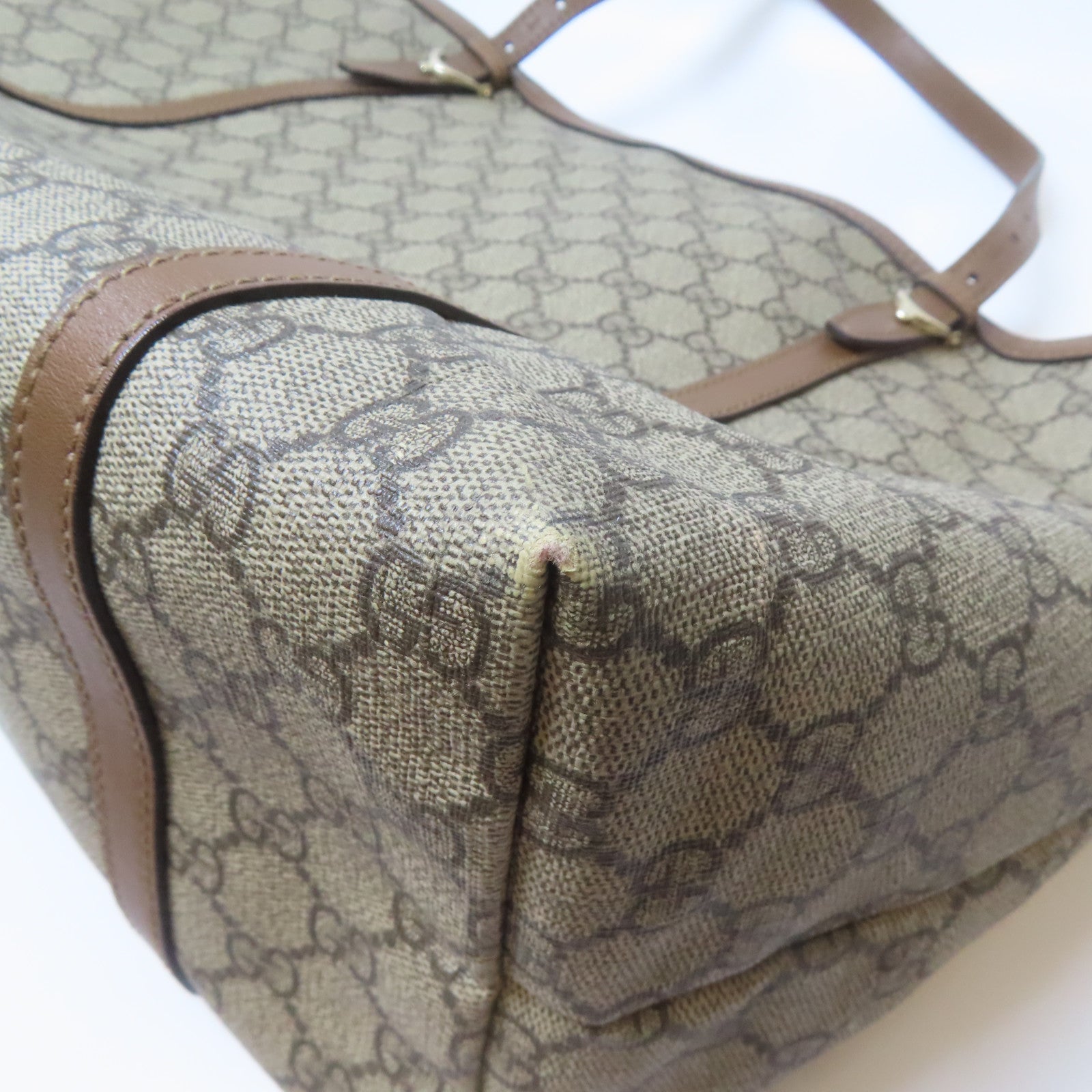GUCCI 【激減優惠】塗層帆布Tote Bag金扣手挽袋啡色