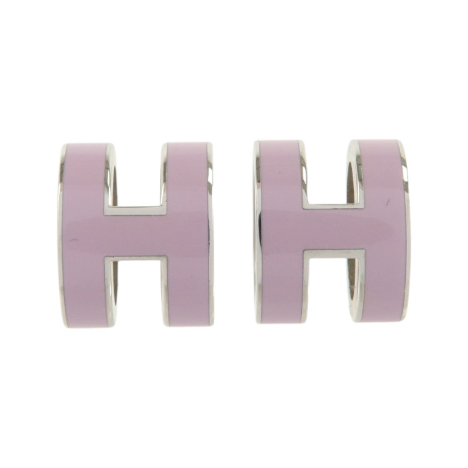 HERMES 金屬/琺瑯Pop H Earrings銀扣耳環