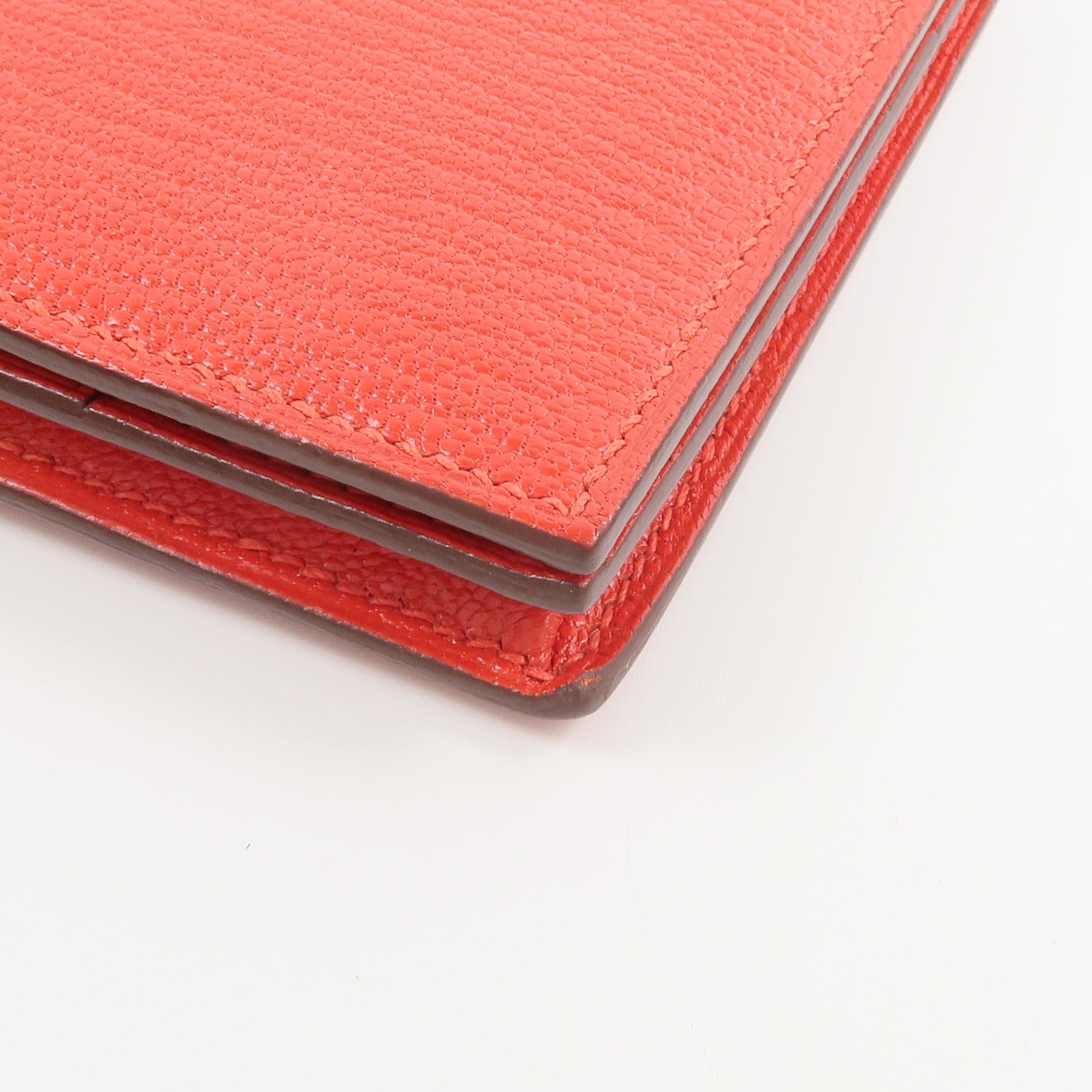 HERMES Chevre皮革Bearn Wallet長錢包Rouge de Coeur