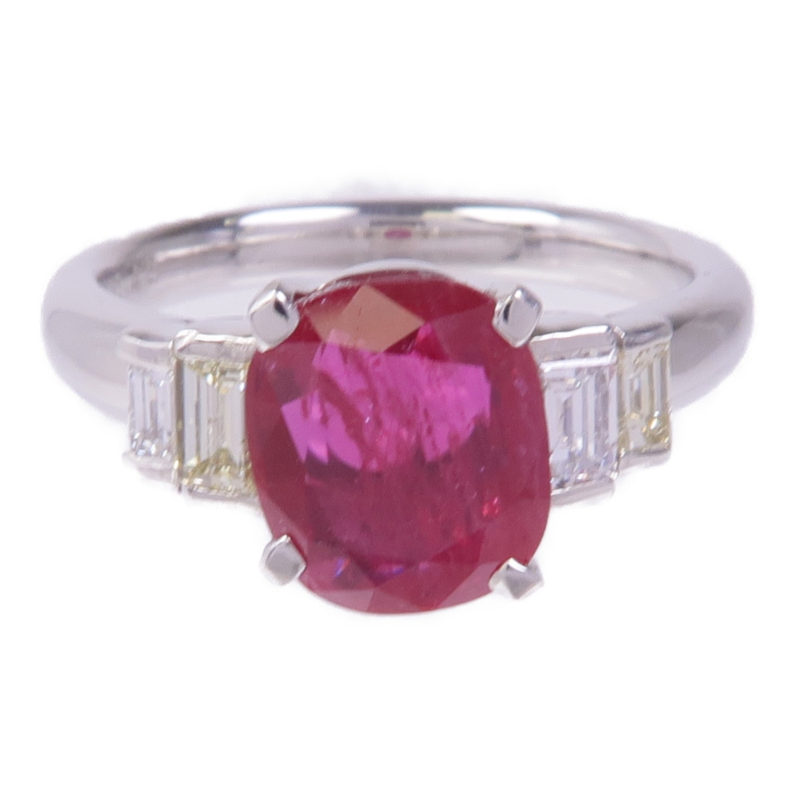 JEWELRY PT900鉑金Ruby Diamond Ring紅寶石/鑽石戒指US#5.75