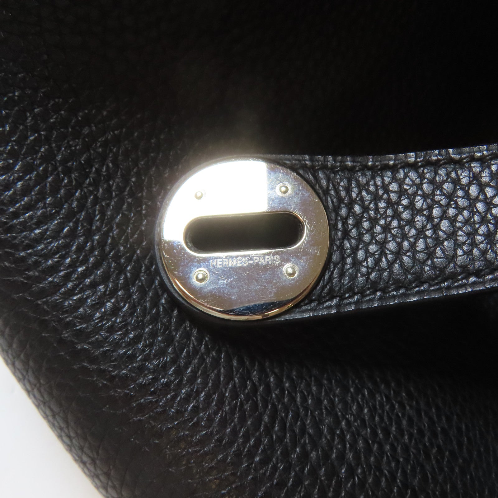 HERMES 【激減優惠】Clemence皮革Lindy 34銀扣肩背袋黑色