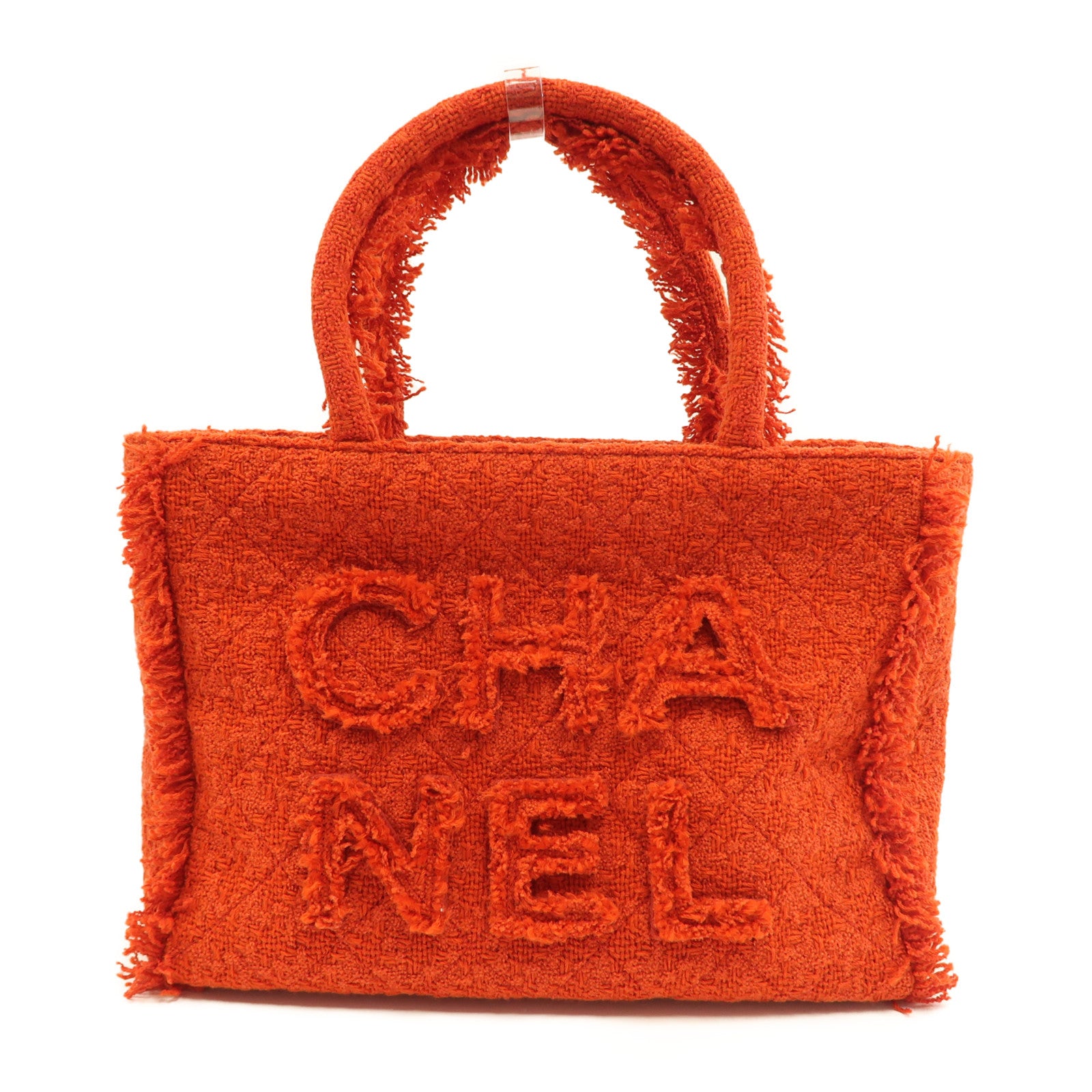 CHANEL 花呢Zipped Shoping Bag金扣手挽袋紅色
