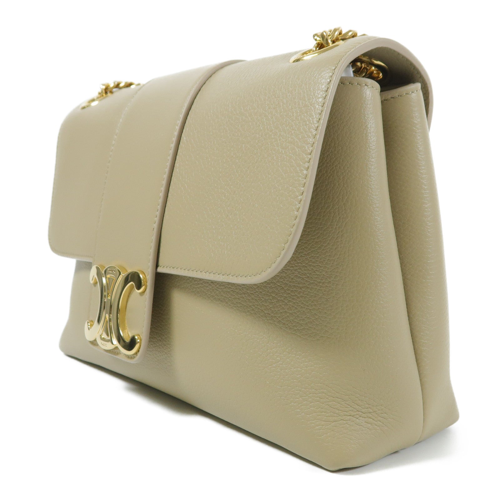 CELINE 牛皮皮革Shoulder Bag金扣鏈帶肩背袋