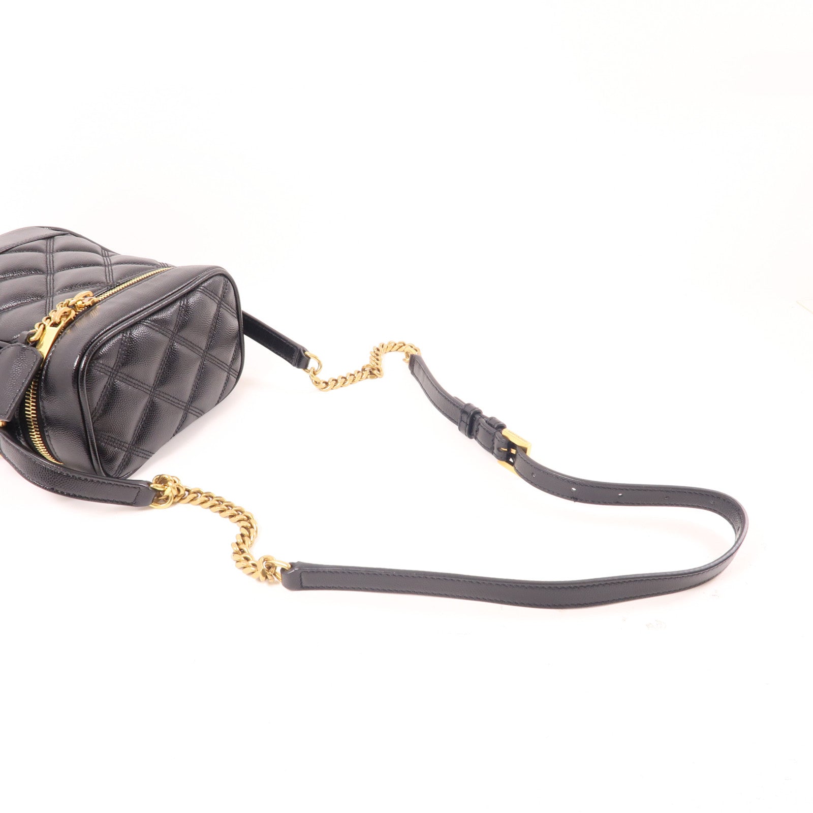 YVES SAINT LAURENT 牛皮皮革Chain Shoulder金扣肩背袋黑色