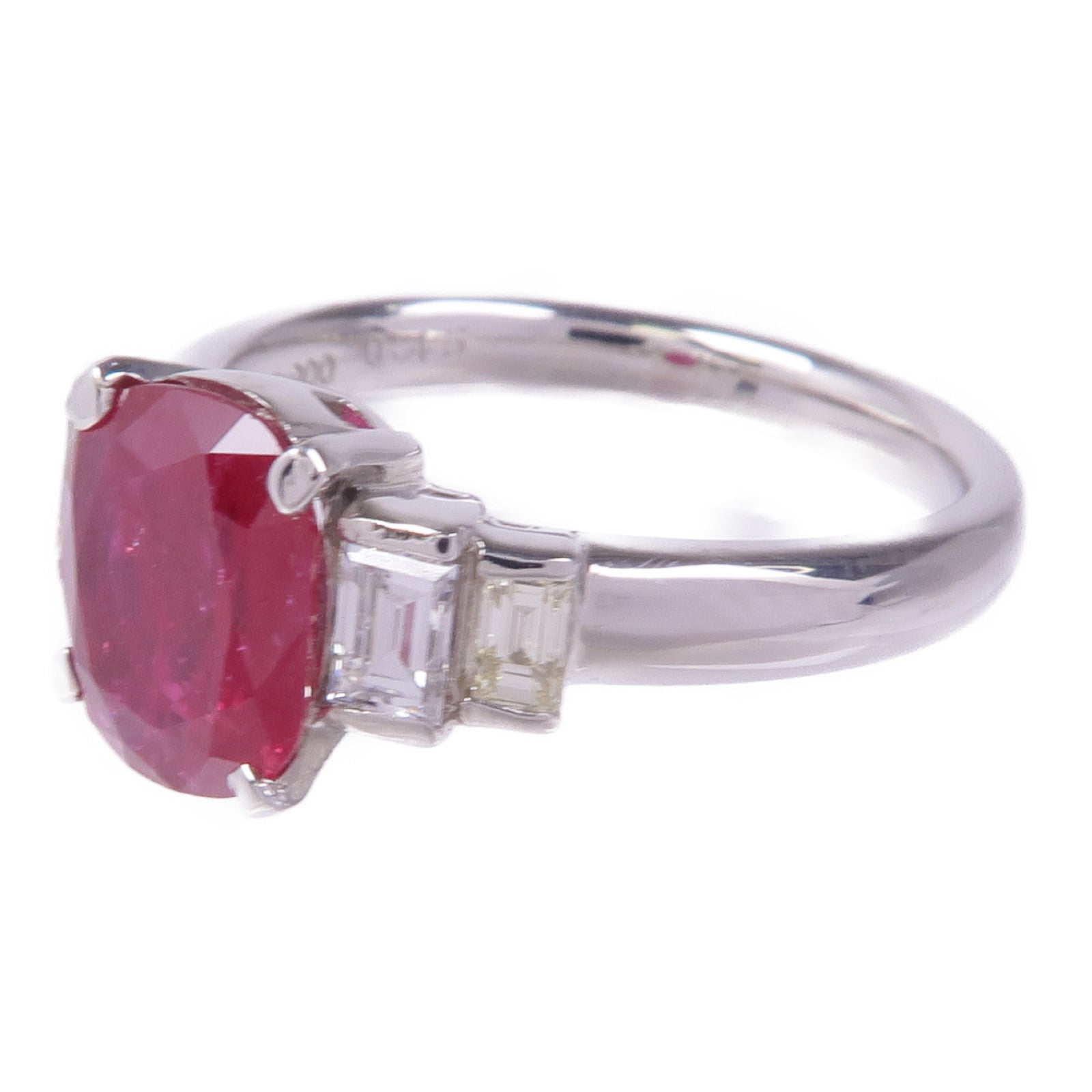 JEWELRY PT900鉑金Ruby Diamond Ring紅寶石/鑽石戒指US#5.75