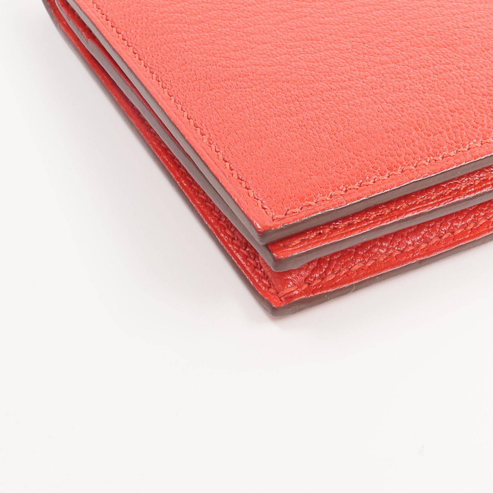HERMES Chevre皮革Bearn Wallet長錢包Rouge de Coeur