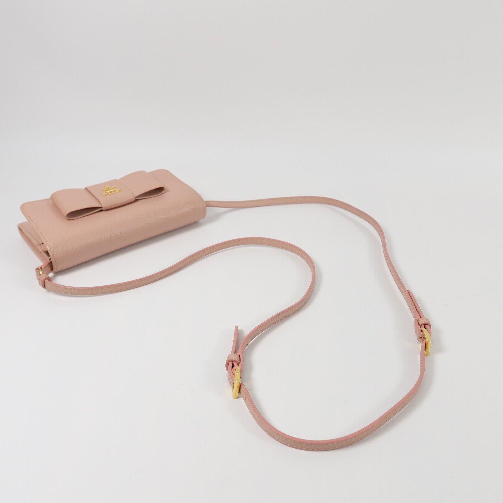 PRADA 牛皮皮革Bow Wallwt On Chain肩背袋