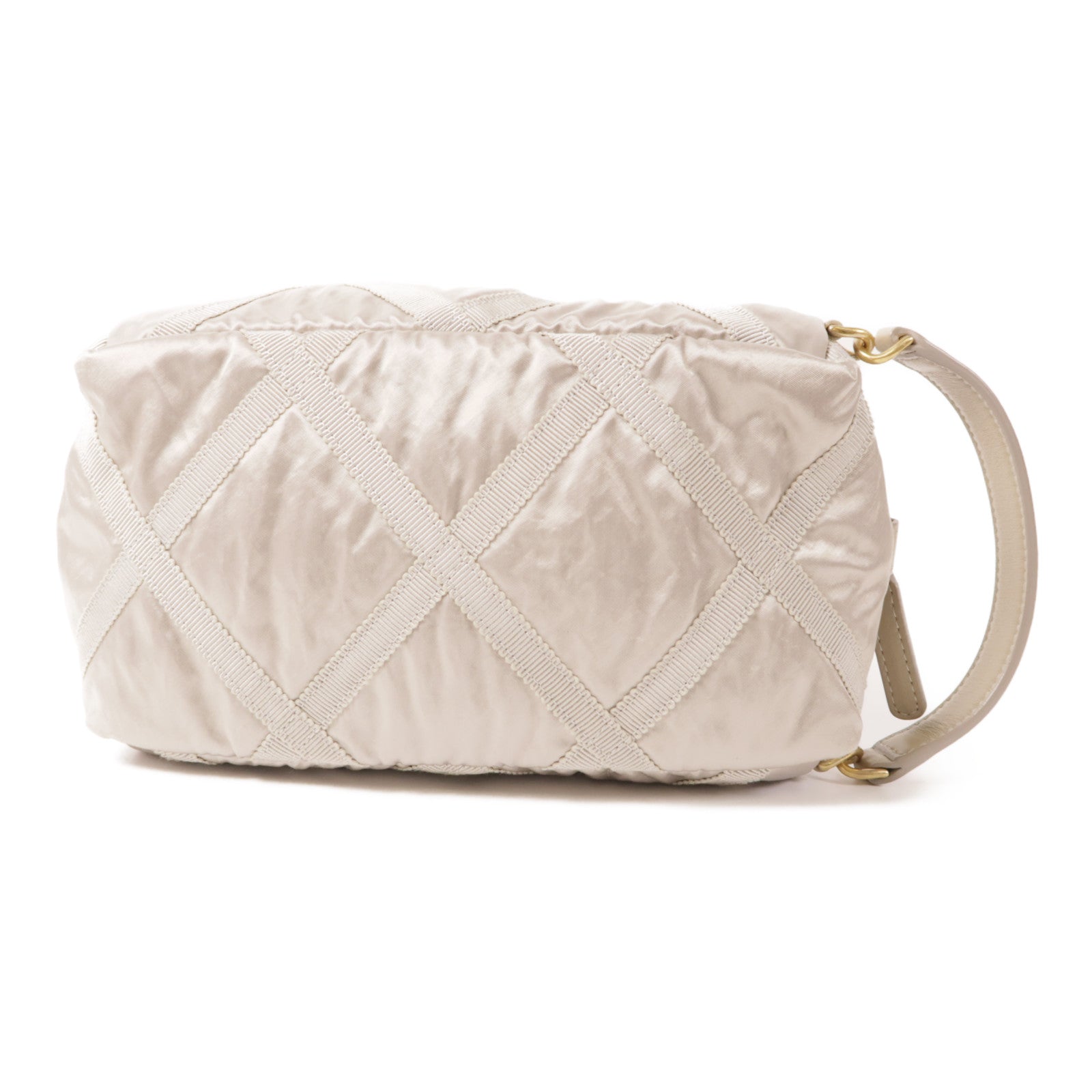 CHANEL CC GHW Accessories Pouch Handbag Nylon Silver