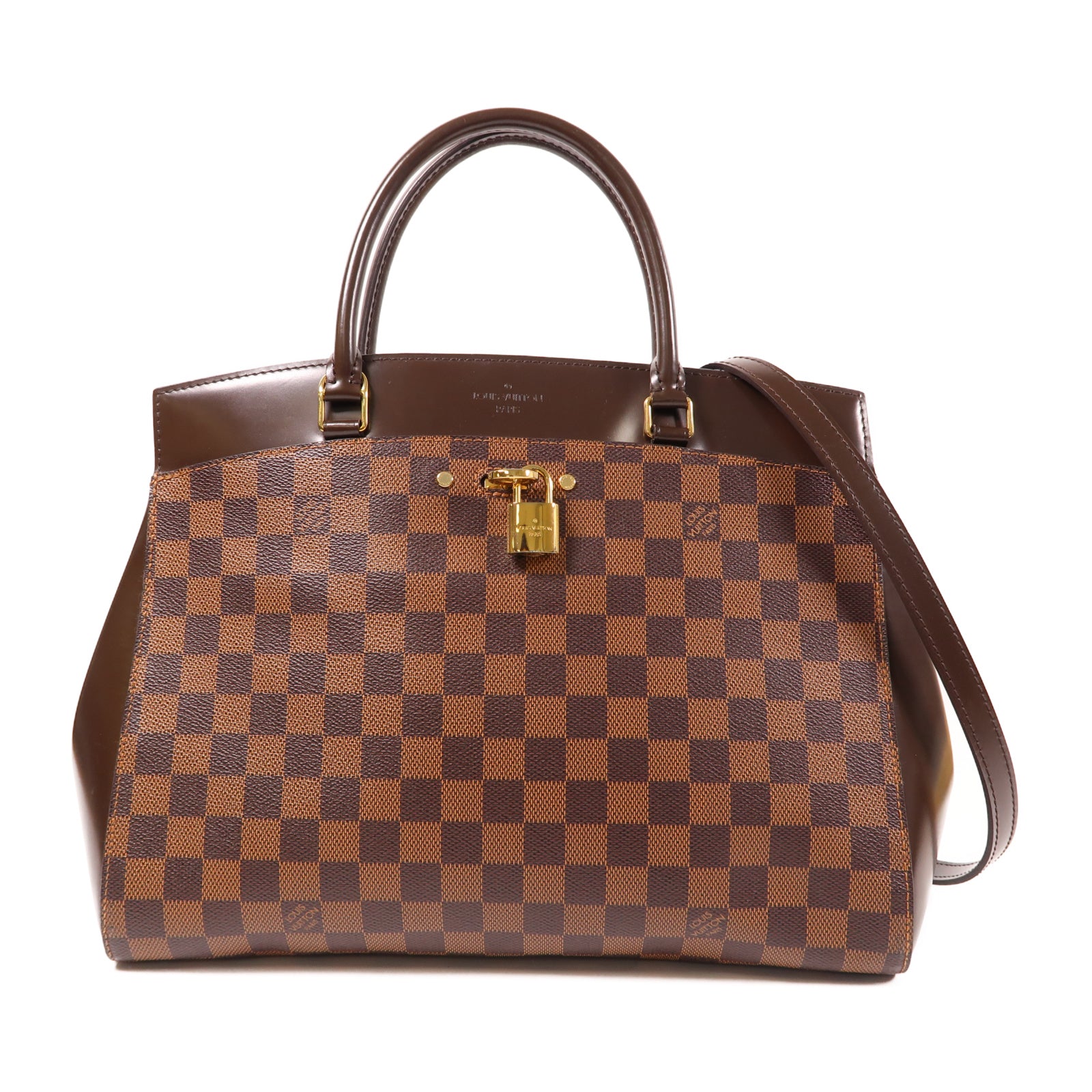 LOUIS VUITTON Damier Rivoli金扣手挽肩背兩用袋啡色