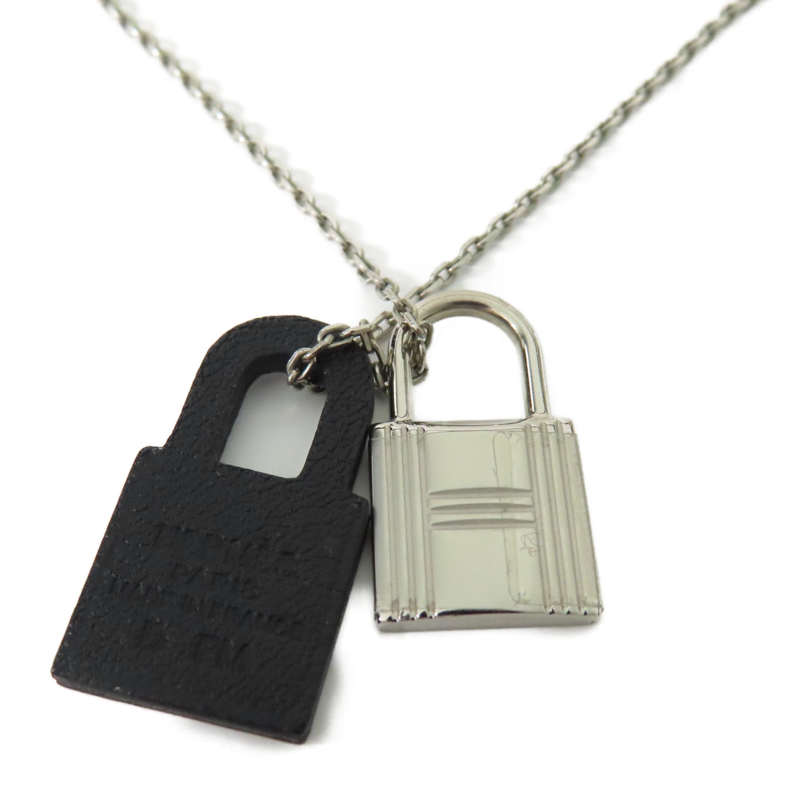 HERMES O'Kelly Necklace Veau Swift Leather Metal Noir