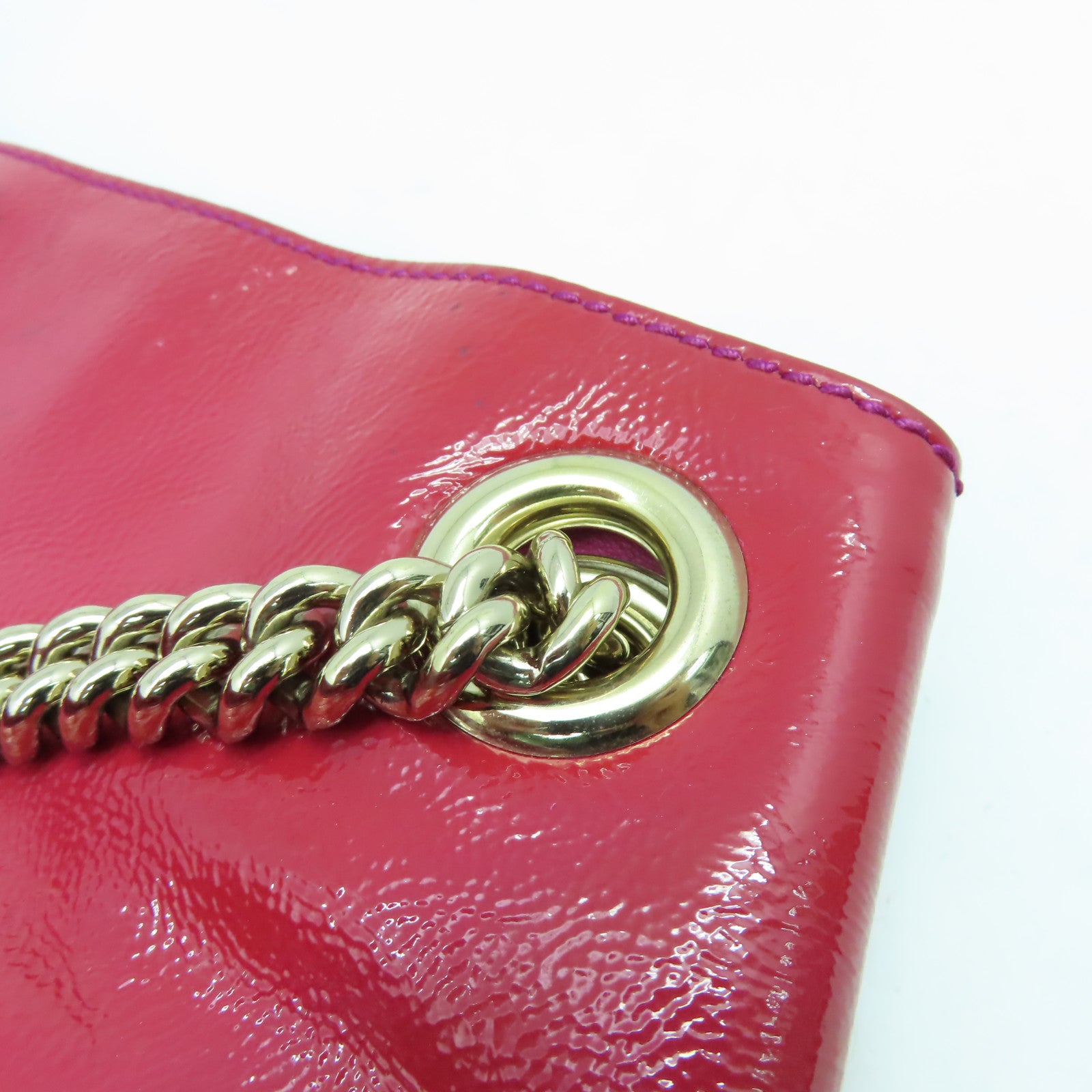 GUCCI 【激減優惠】漆皮皮革Shoulder Bag金扣肩背袋紅色/粉紅色