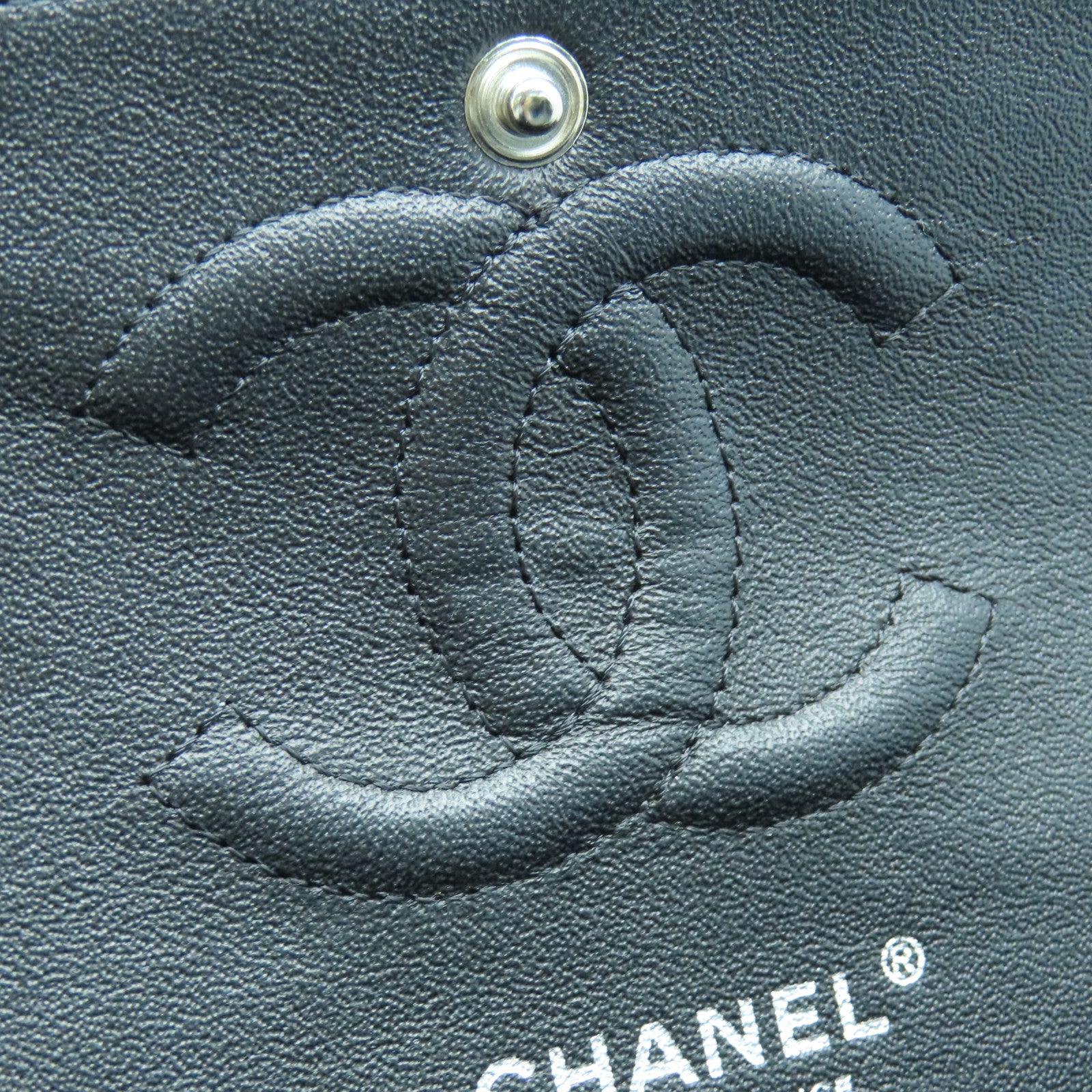CHANEL 菱格Lace/皮革Shoulder Bag银扣链带肩背袋黑色