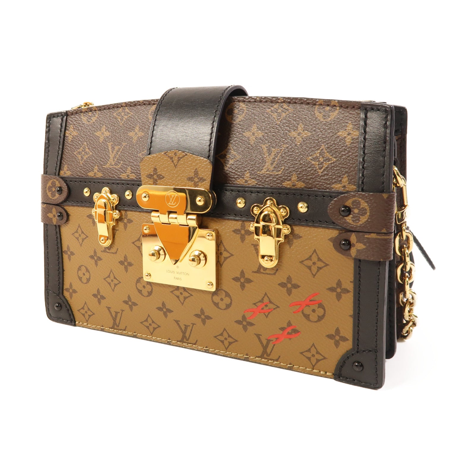 LOUIS VUITTON LV GHW Trunk Clutch Shoulder Bag M43596 Monogram Reverse Brown