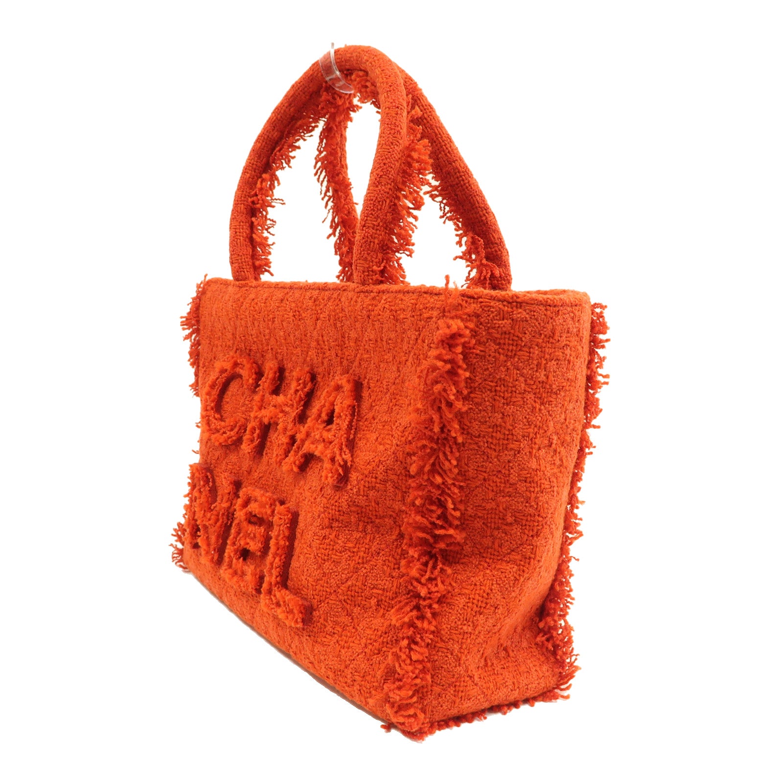 CHANEL 花呢Zipped Shoping Bag金扣手挽袋紅色