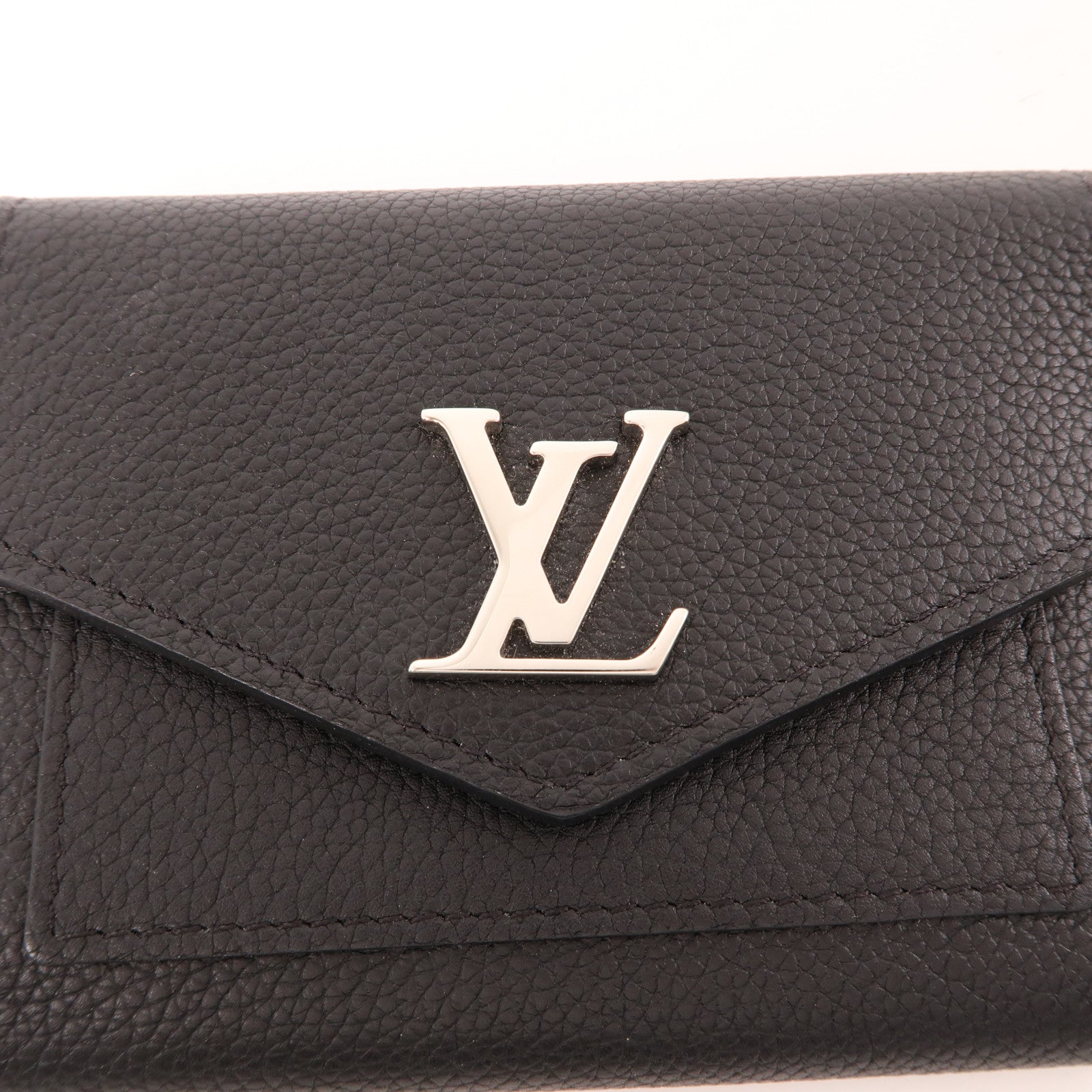 LOUIS VUITTON 牛皮皮革MyLockMe Compact Wallet銀扣錢包黑色