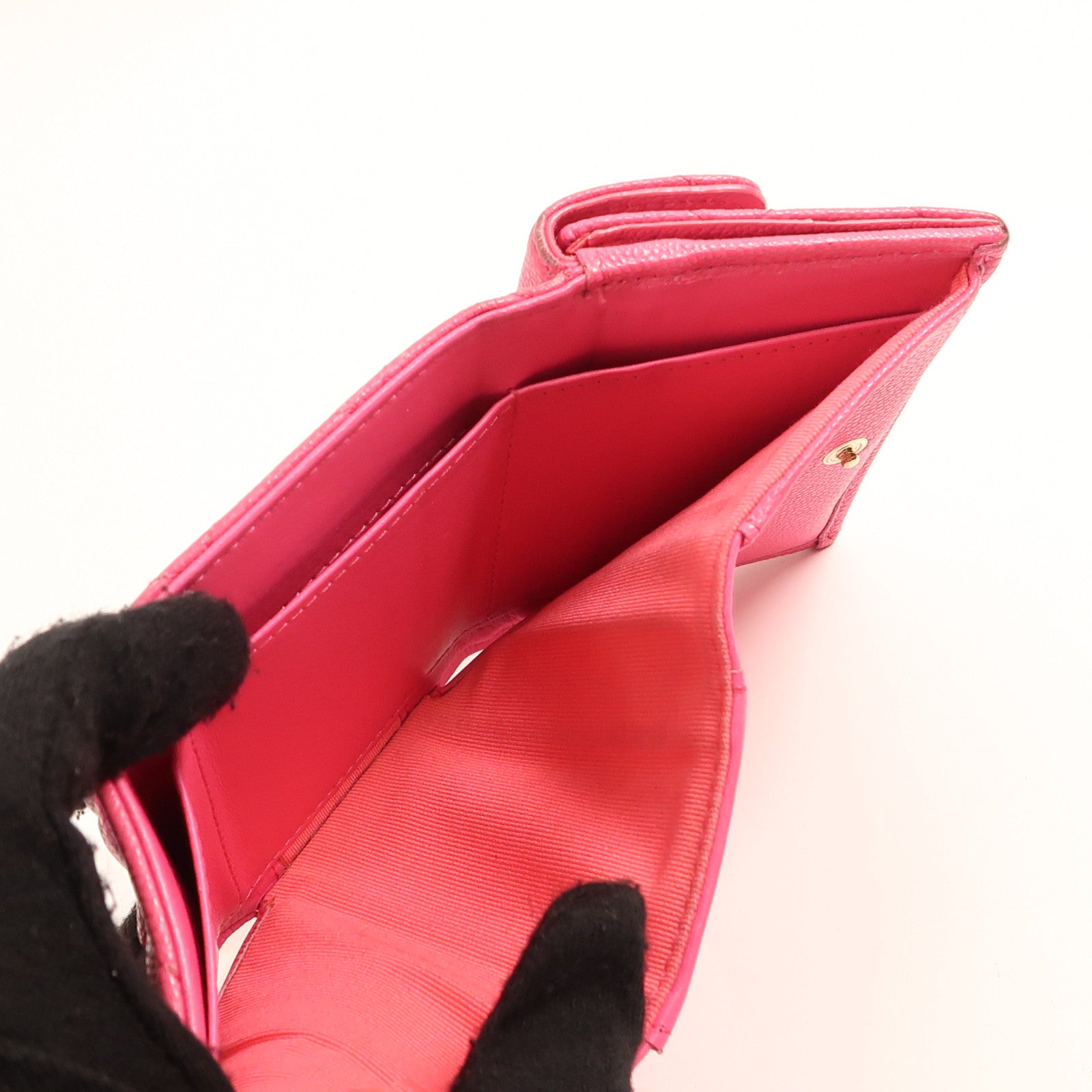 CHANEL 牛皮皮革Wallet金扣錢包