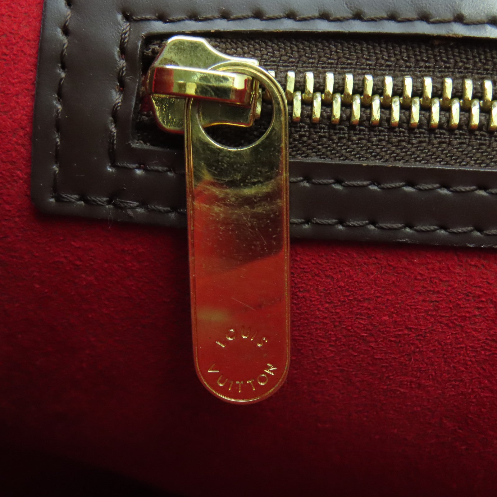 LOUIS VUITTON 【激減優惠】Damier Ebene Bergamo GM金扣手挽肩背兩用袋啡色