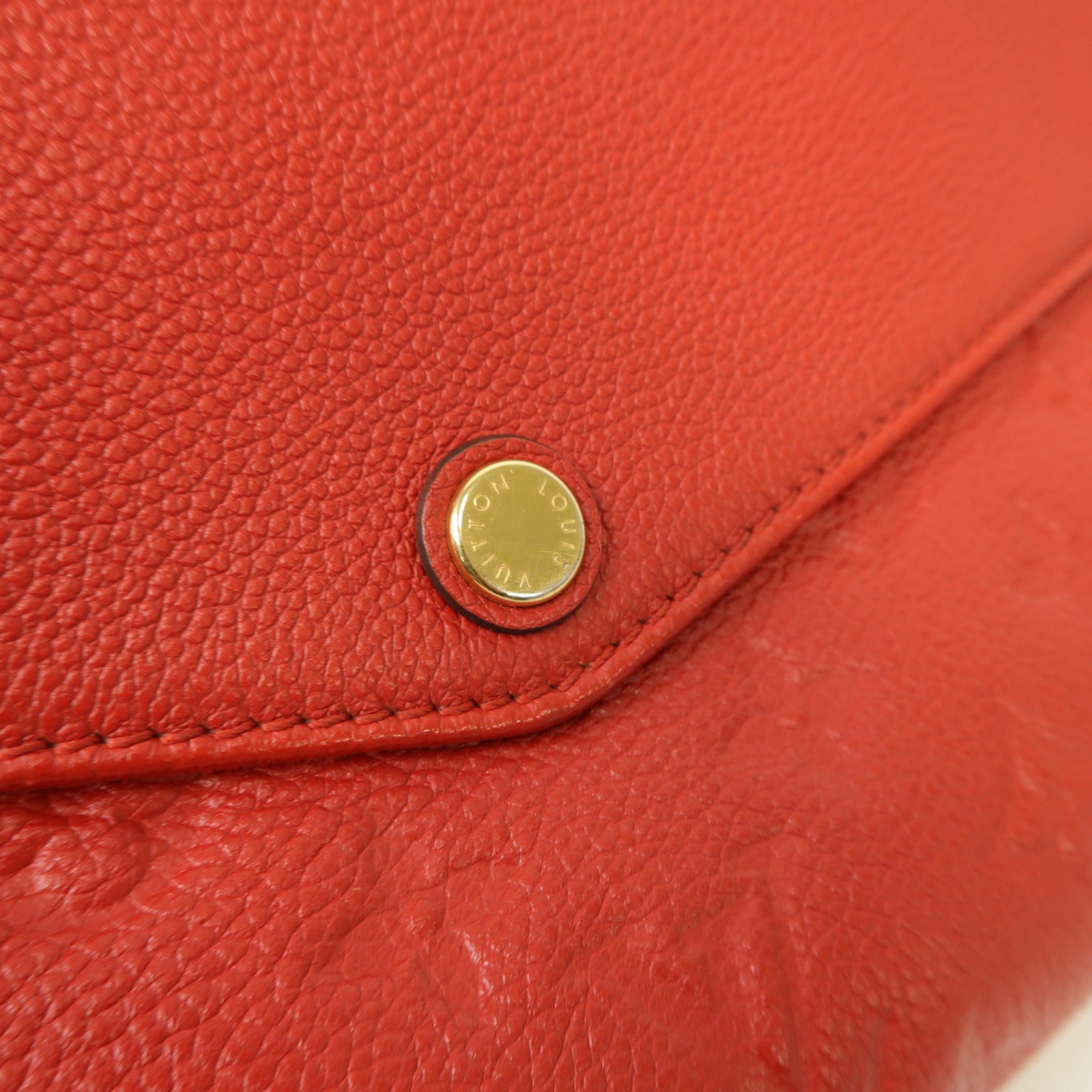LOUIS VUITTON Monogram Empreinte Twice金扣肩背袋紅色