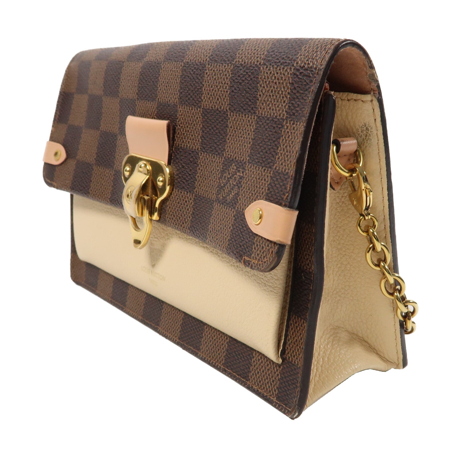 LOUIS VUITTON 【激減優惠】Damier Vavin Chain Wallet金扣鏈帶肩背袋啡色/米色