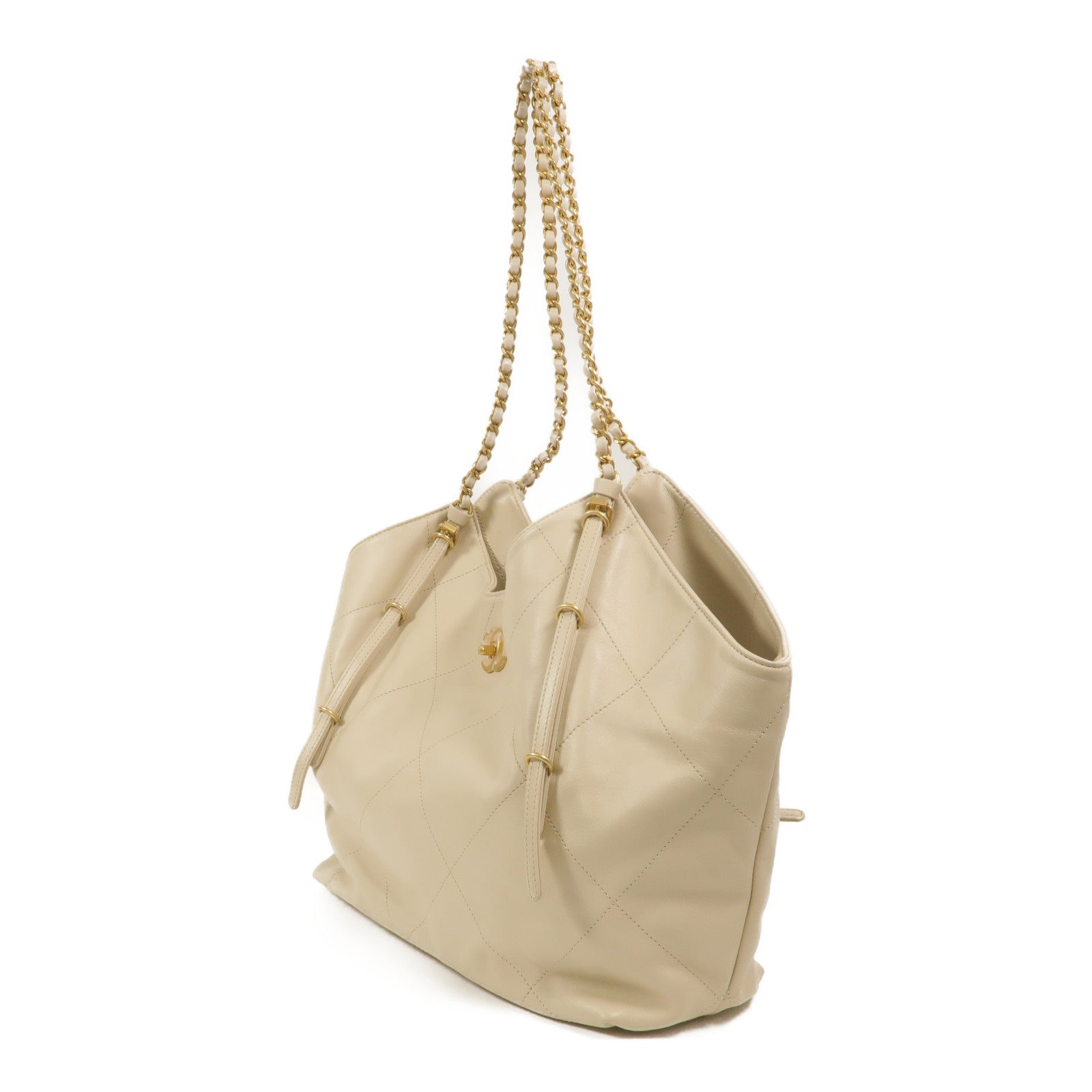 CHANEL 牛皮皮革Shopping Tote鏈帶肩背袋