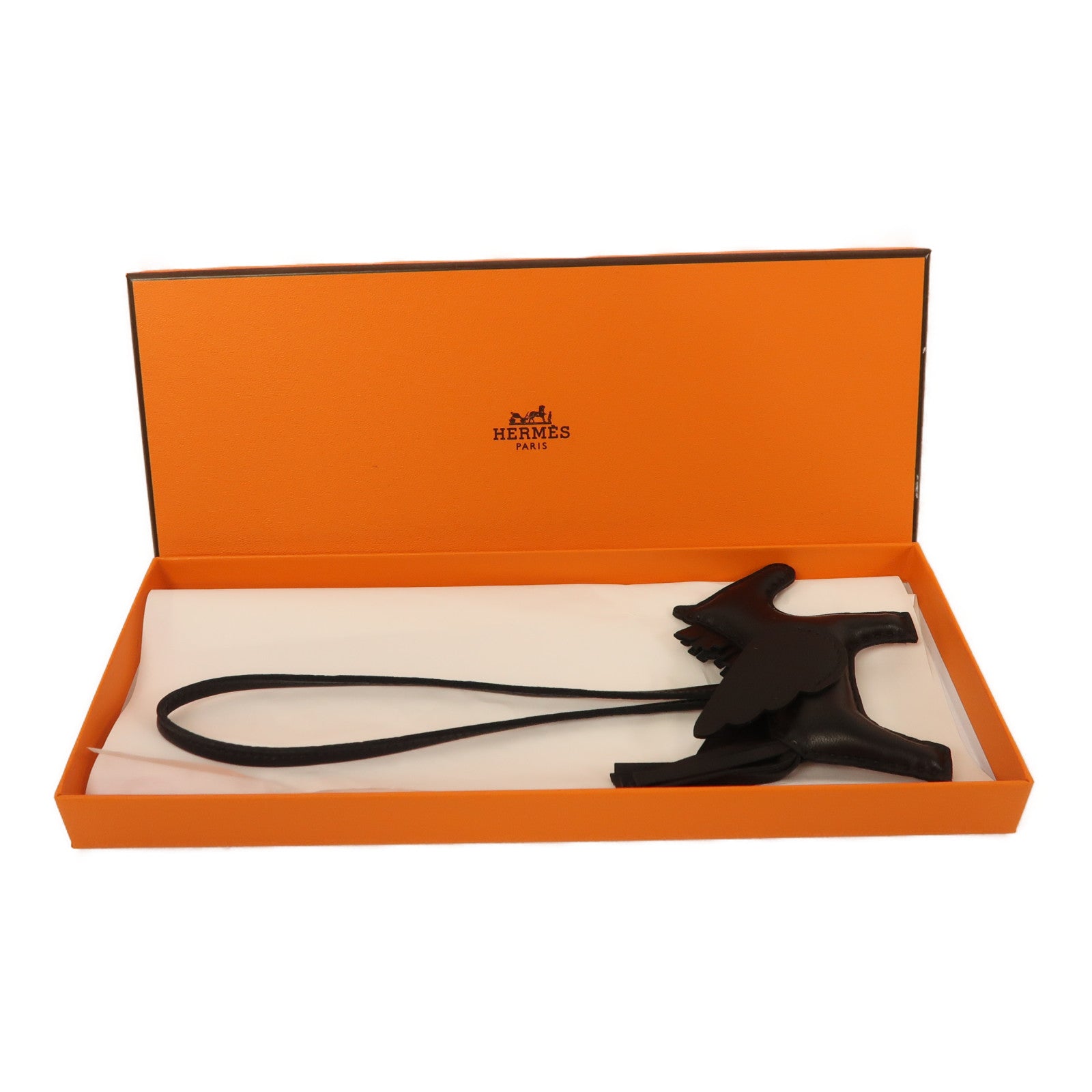 HERMES Swift皮革Pegase PM掛飾黑色