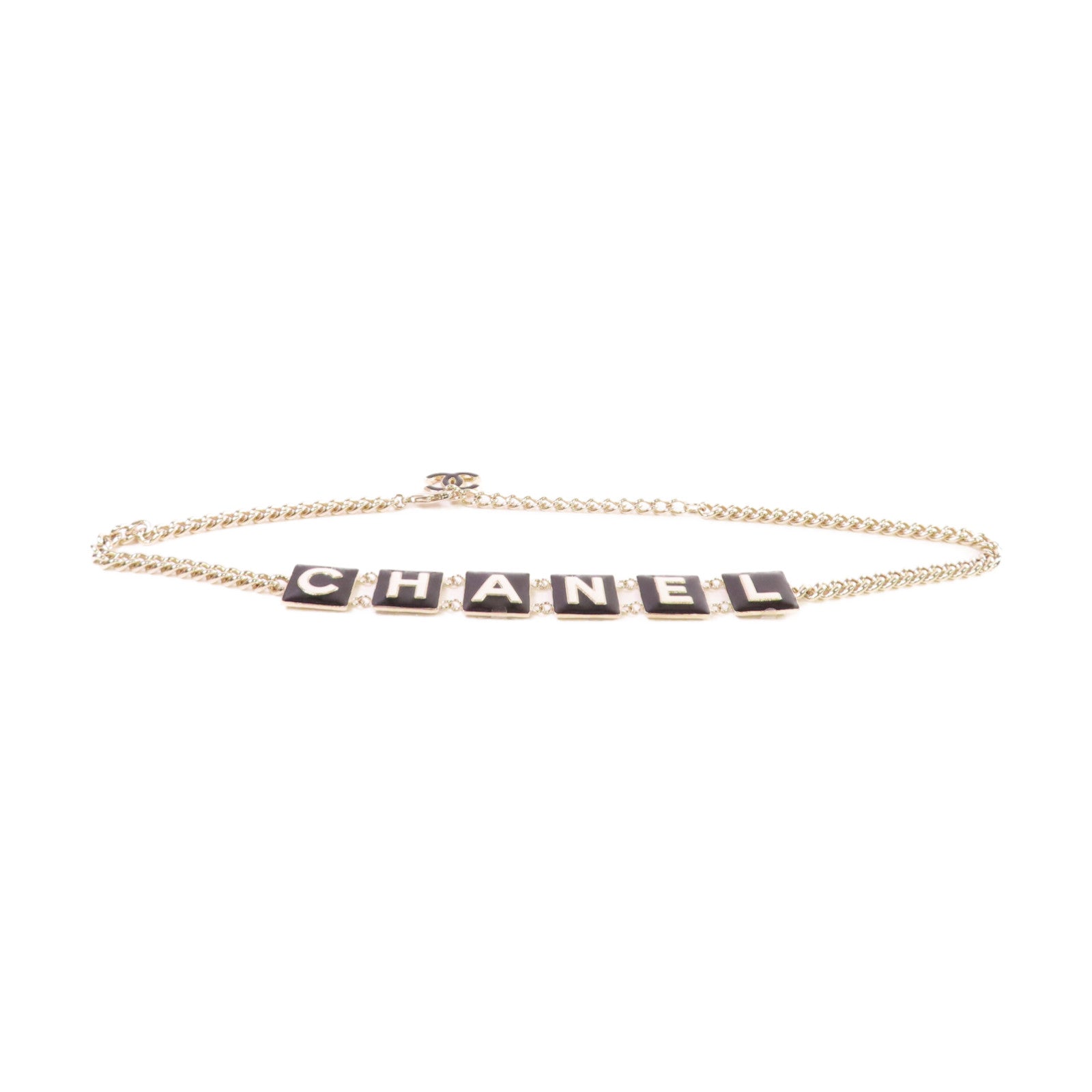 CHANEL 金屬Chain Belt金扣腰鏈黑色/金色