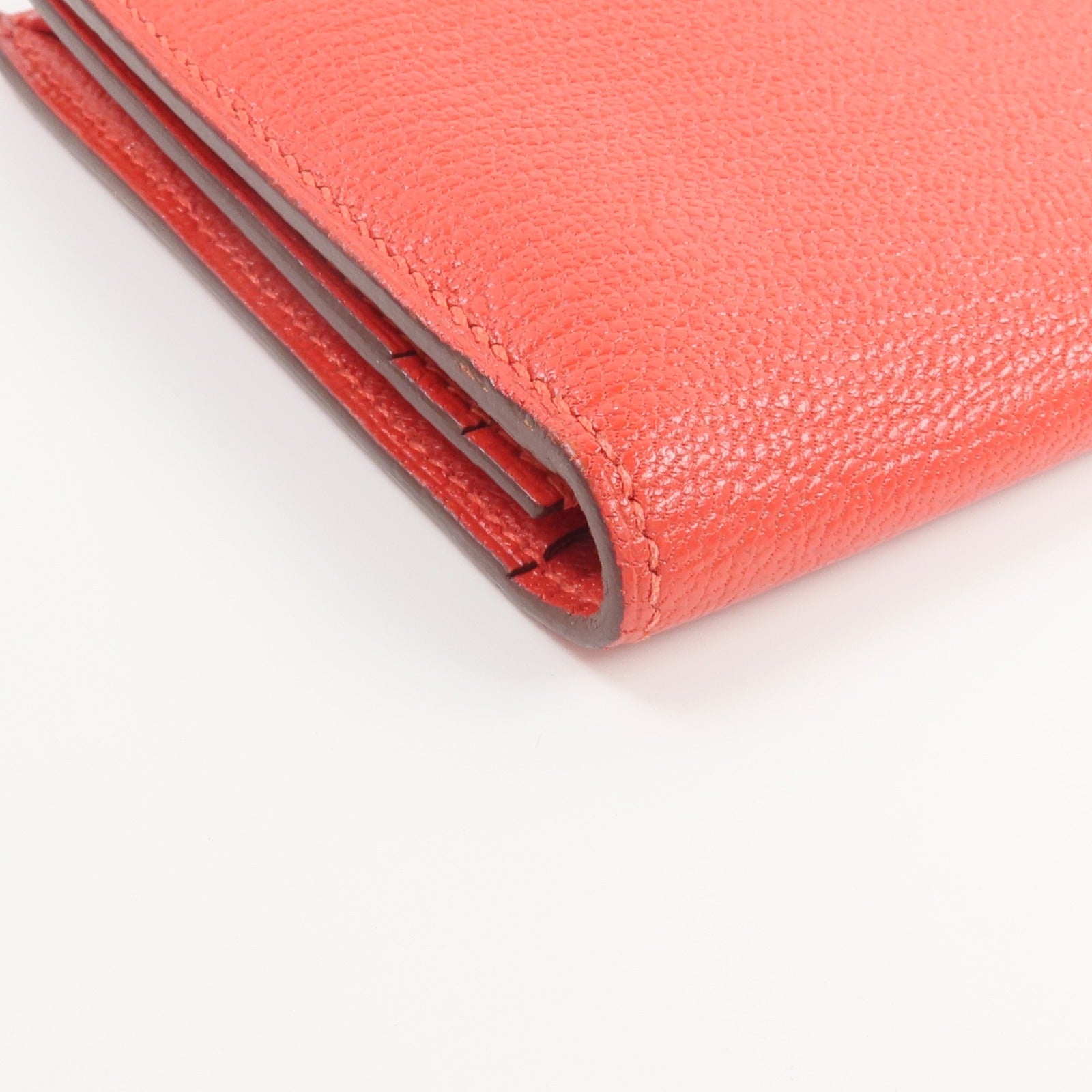 HERMES Chevre皮革Bearn Wallet長錢包Rouge de Coeur