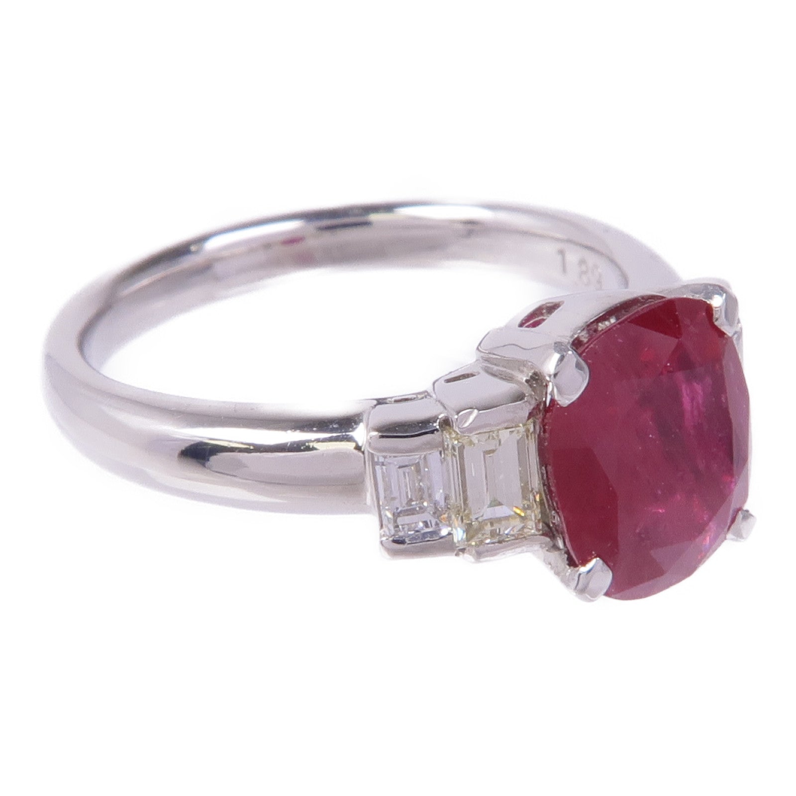 JEWELRY PT900鉑金Ruby Diamond Ring紅寶石/鑽石戒指US#5.75