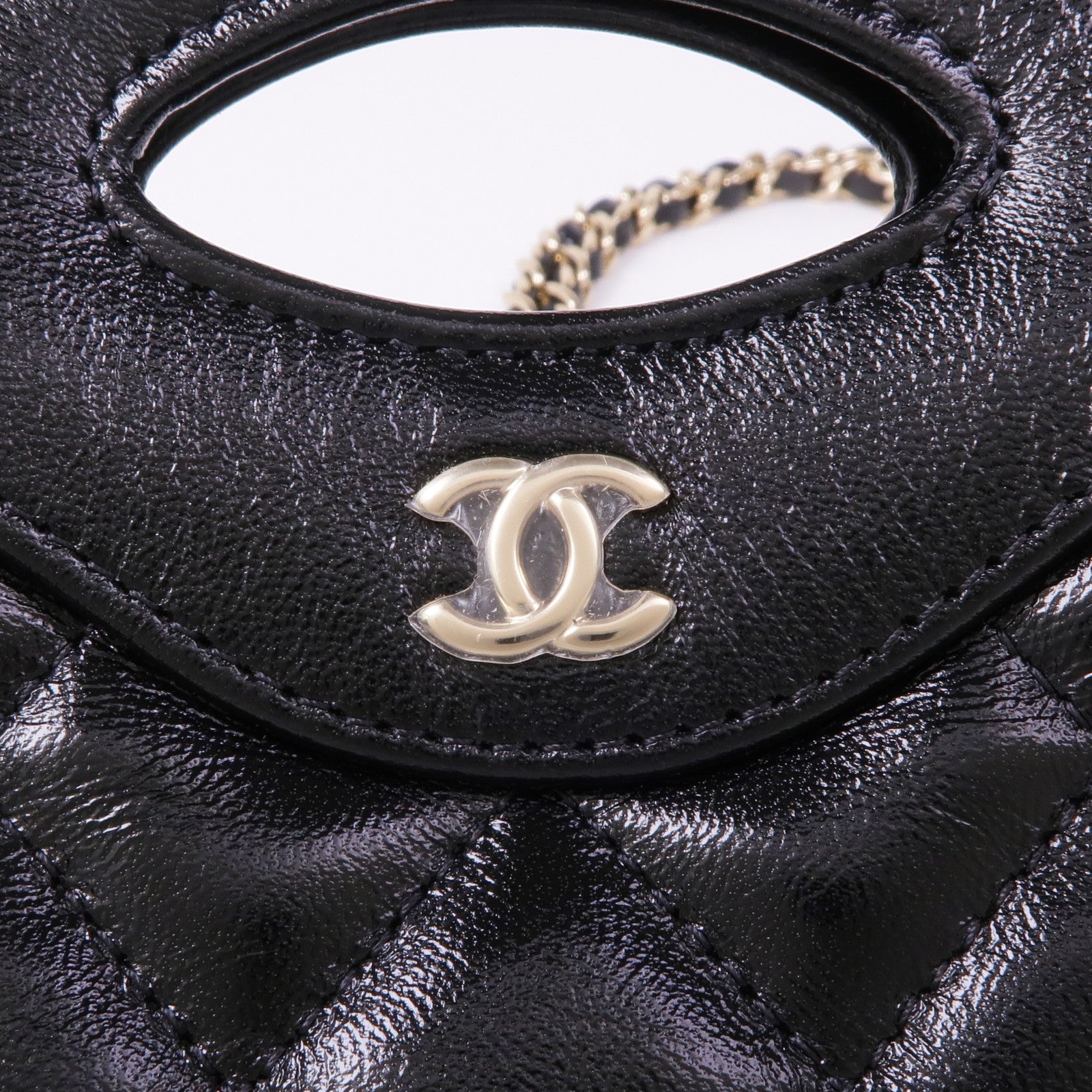 CHANEL 皮革Micro 31金扣手挽肩背兩用袋