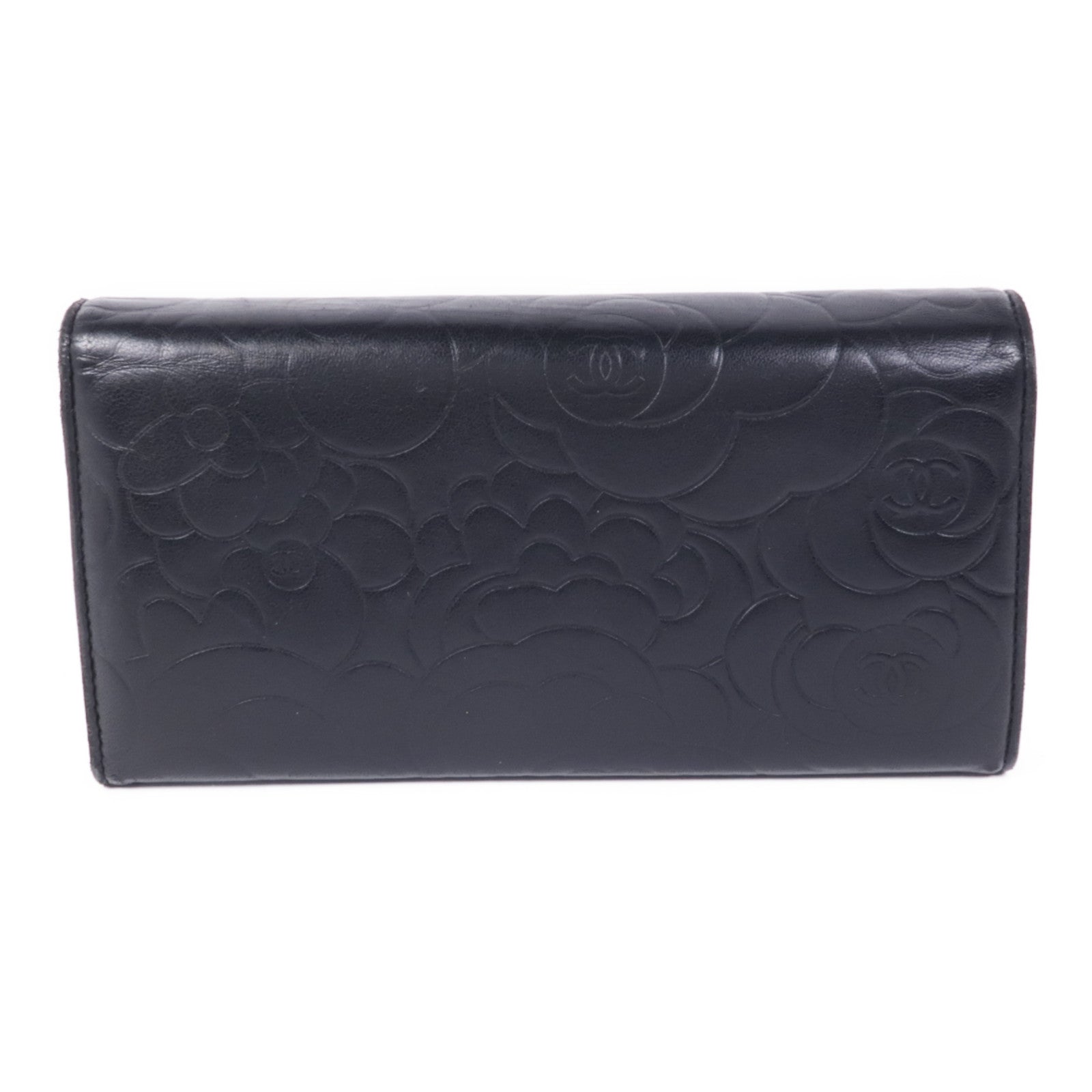 CHANEL 羊皮皮革Long Wallet銀扣長錢包