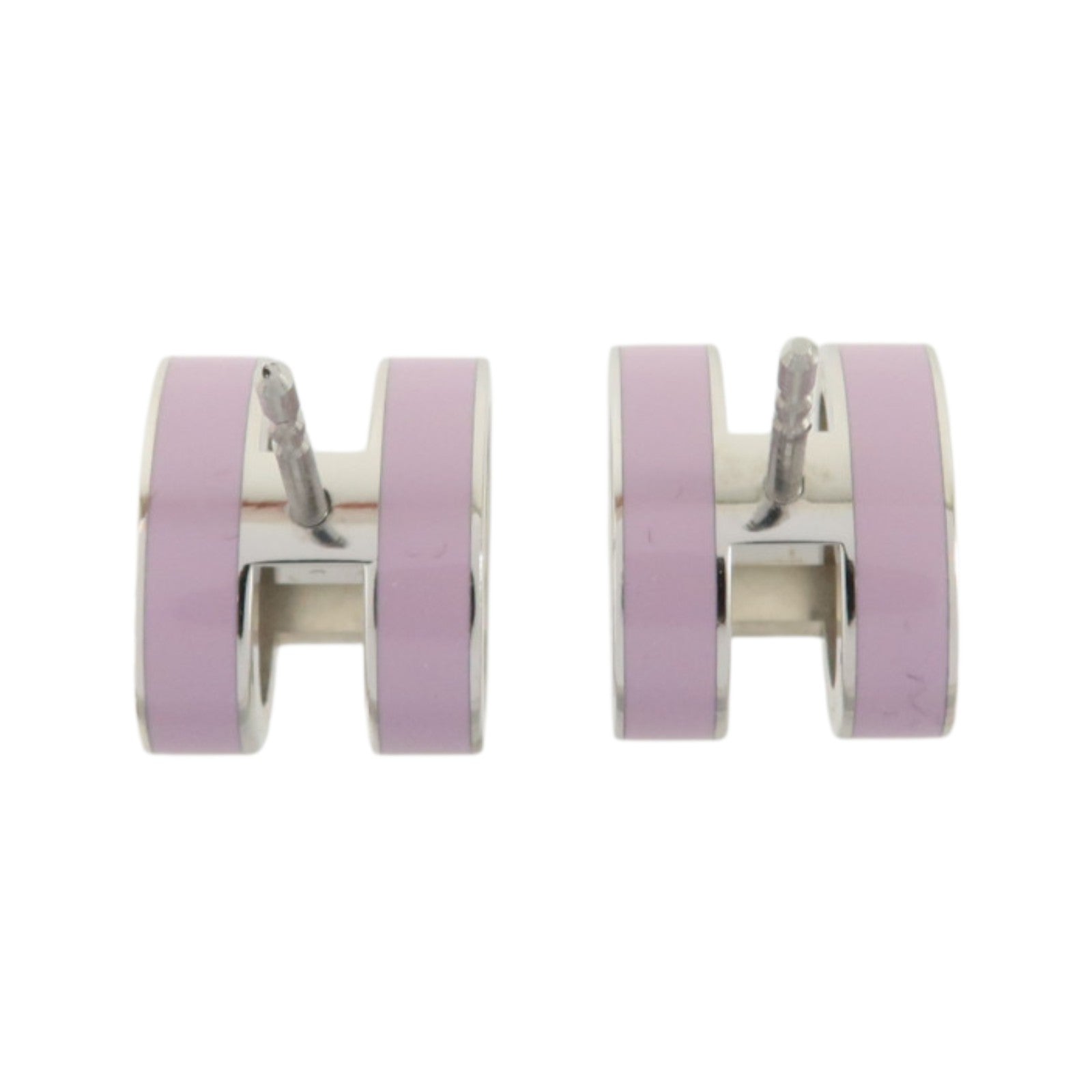 HERMES 金屬/琺瑯Pop H Earrings銀扣耳環