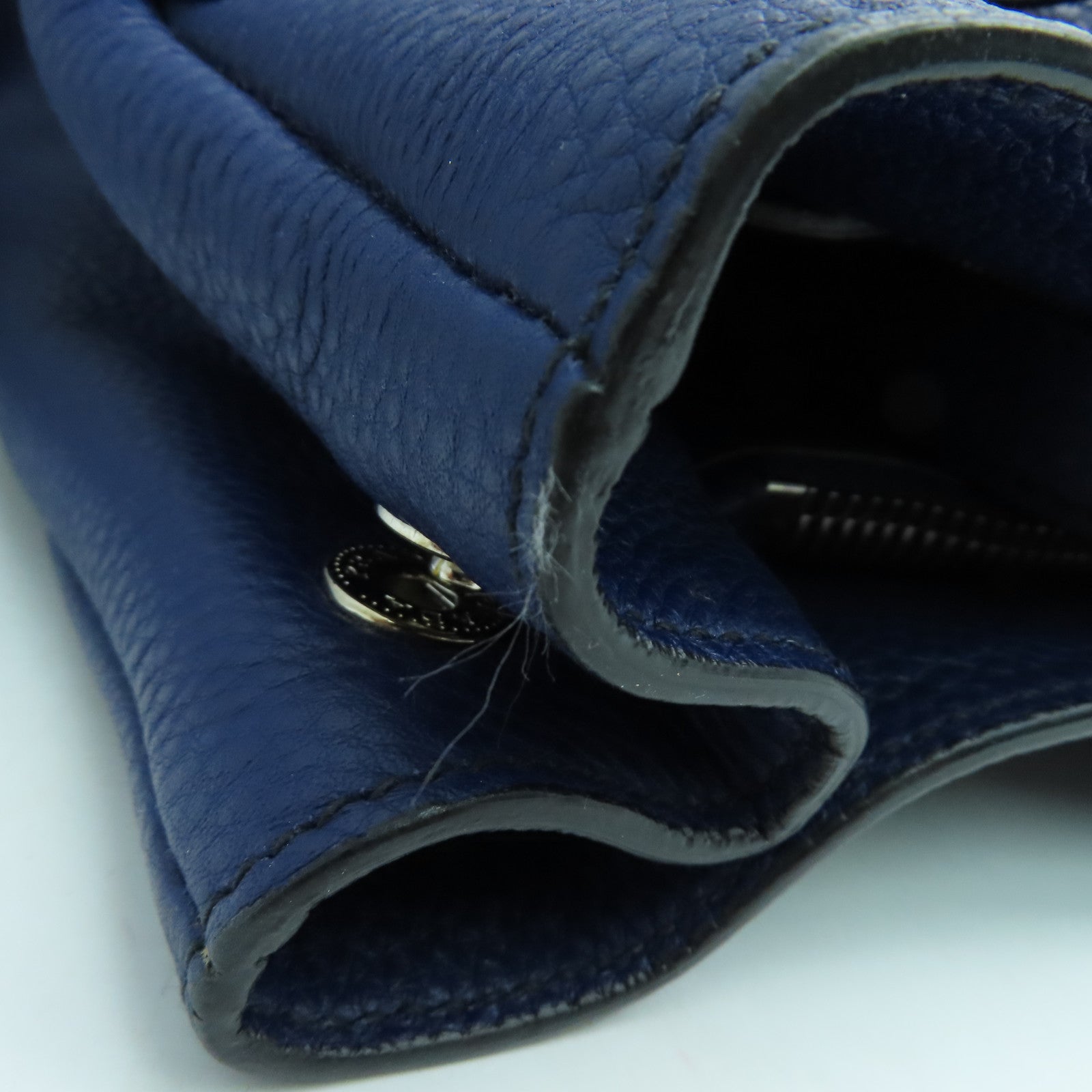 PRADA 【激減優惠】牛皮皮革2 Way Shoulder銀扣手挽肩背兩用袋藍色