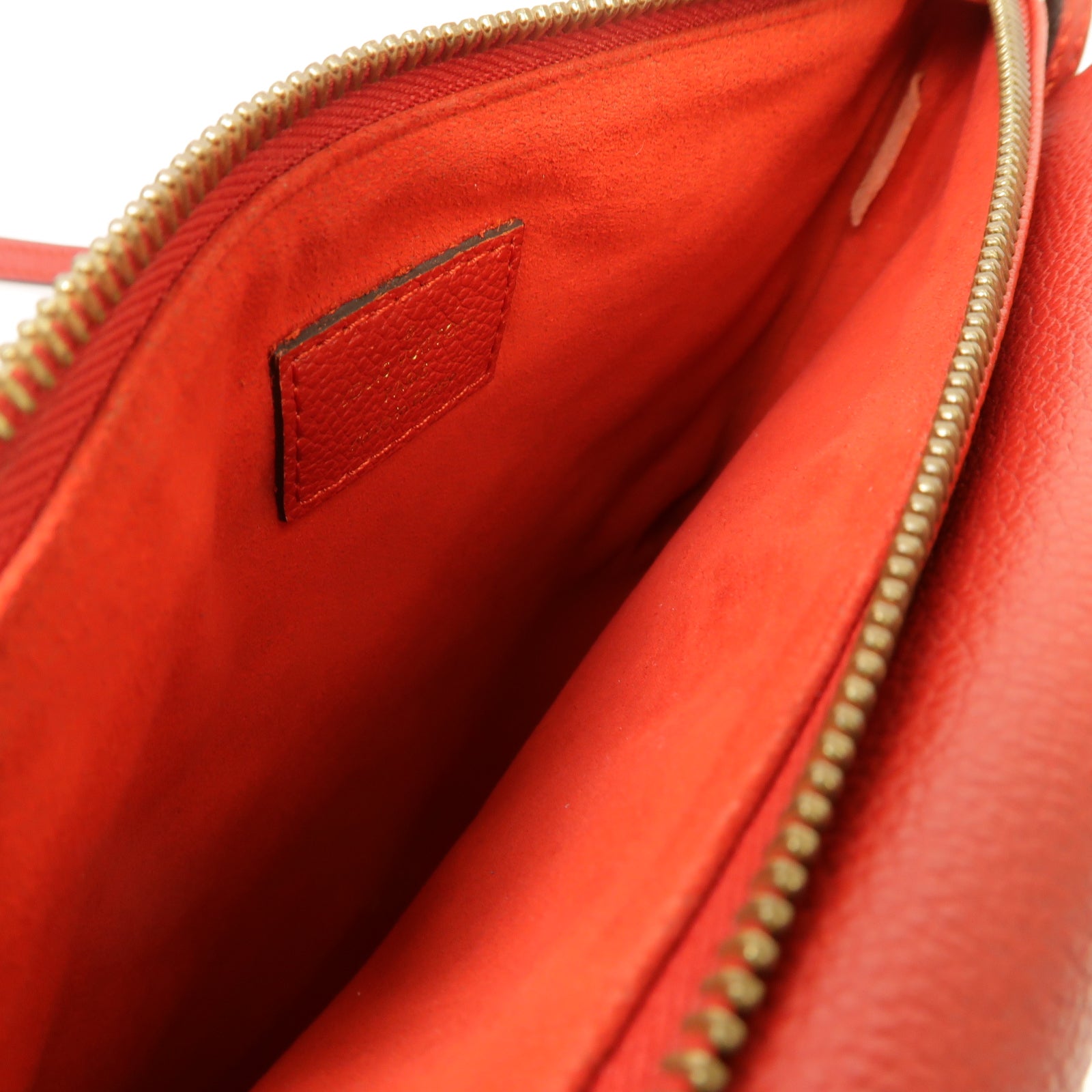 LOUIS VUITTON Monogram Empreinte Twice金扣肩背袋紅色