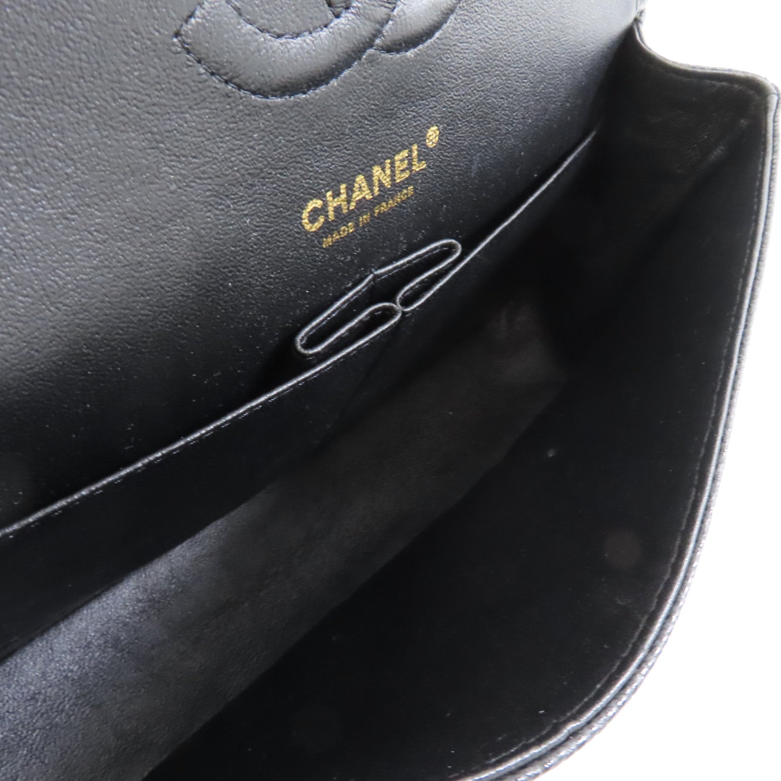 CHANEL 菱格Caviar皮革Classic 25金扣鏈帶肩背袋黑色